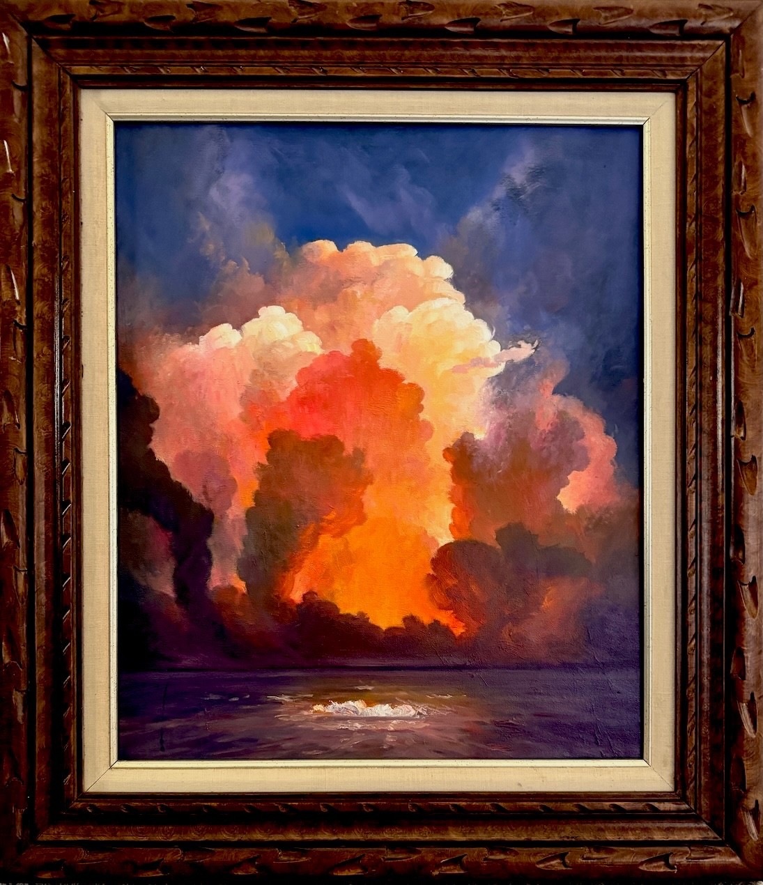 «Fire and Water» Sunset oil on canvas 2026 Framed YASAMI 32″ x 28″
