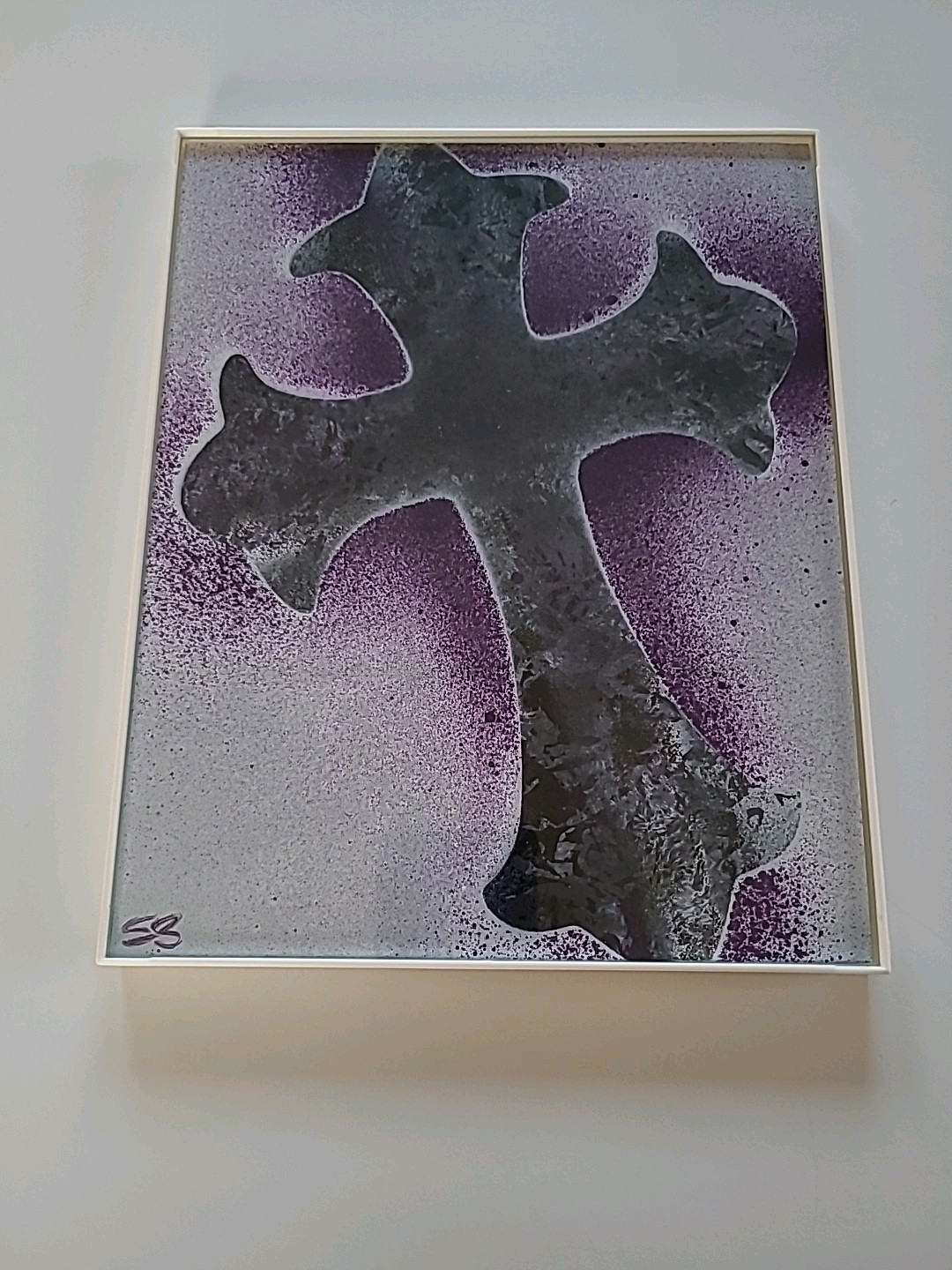 Cross 8×10 Framed Spray Paint Art