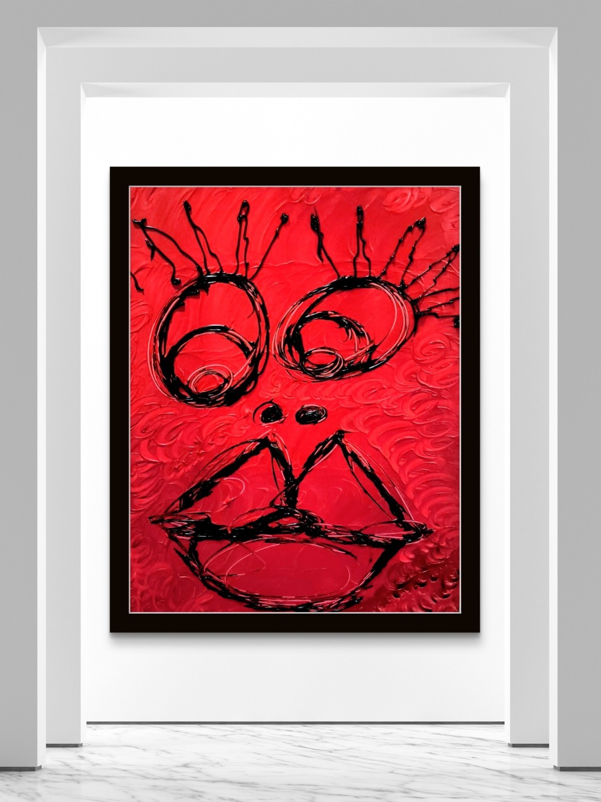 Trey Coppland, Ruby Abstract Portrait Acrylic Painting, 24×30 in, 2026 Signed