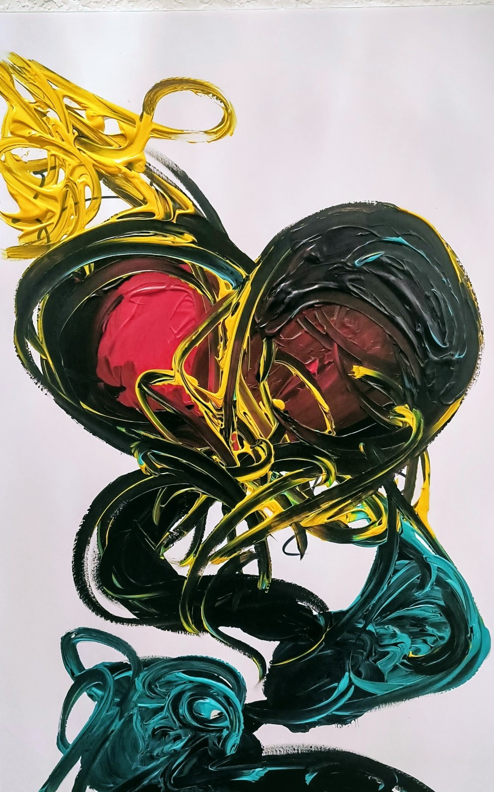 Trey Coppland, Heart’s in the Wind Abstract Heart Acrylic, 24+36 in 2026, Signed