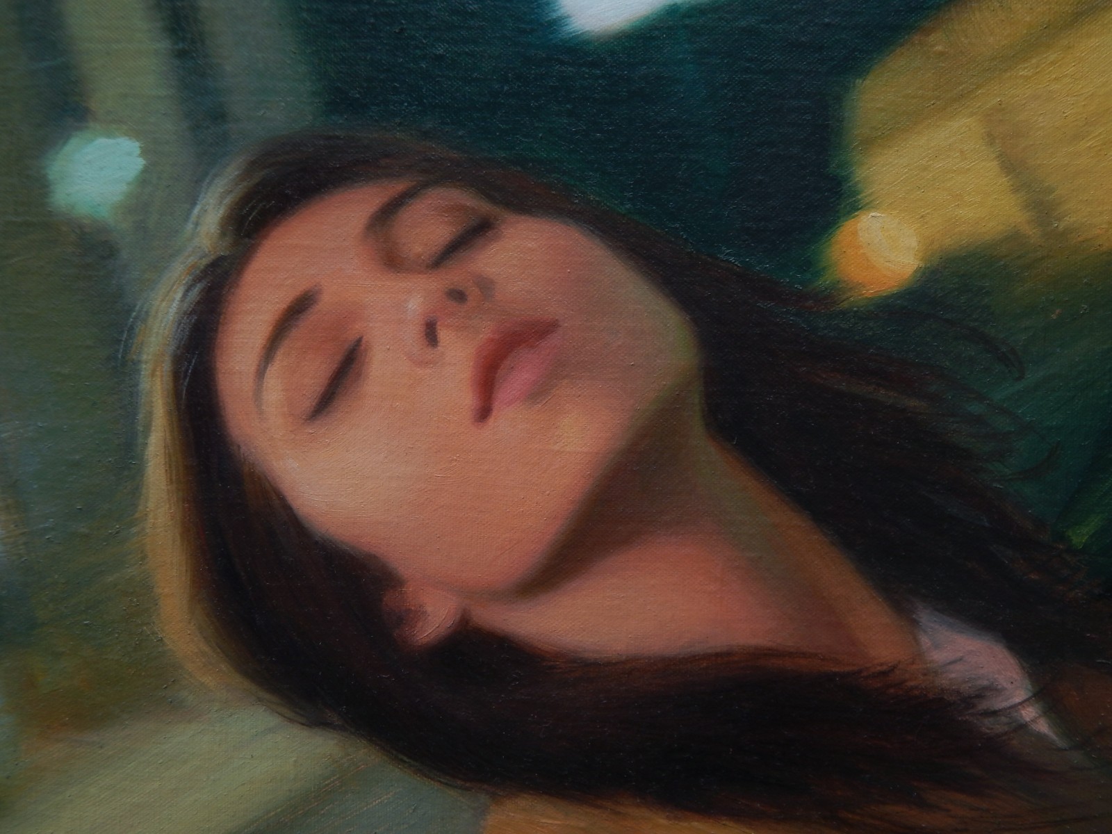 Original Oil Painting 16×11″ Girl in Car Night Wind 2026 Signed