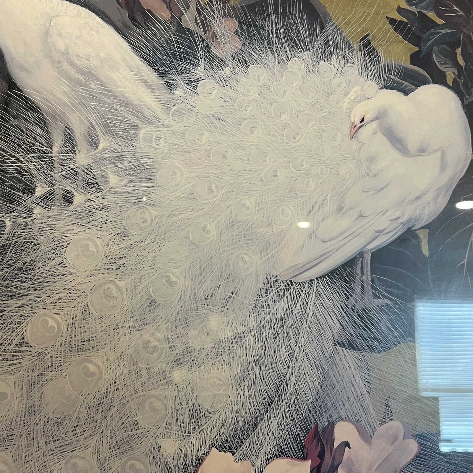 White Peacocks and Flowers Framed Matted Print by Jesse Arms Botke 42″ X 36 3/4″