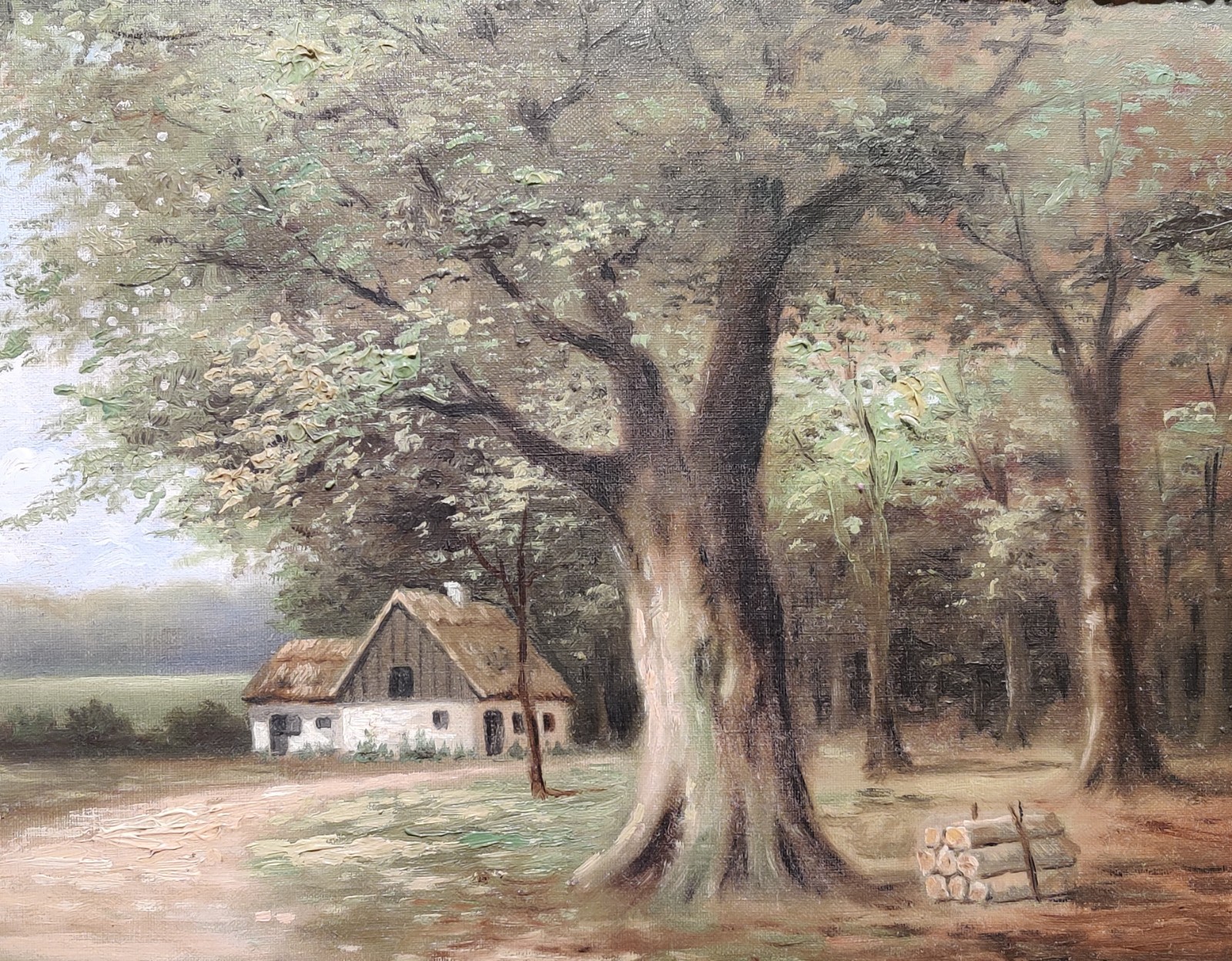 Hans Peter Engmann (1879-1938): COTTAGE IN FOREST, original oil painting