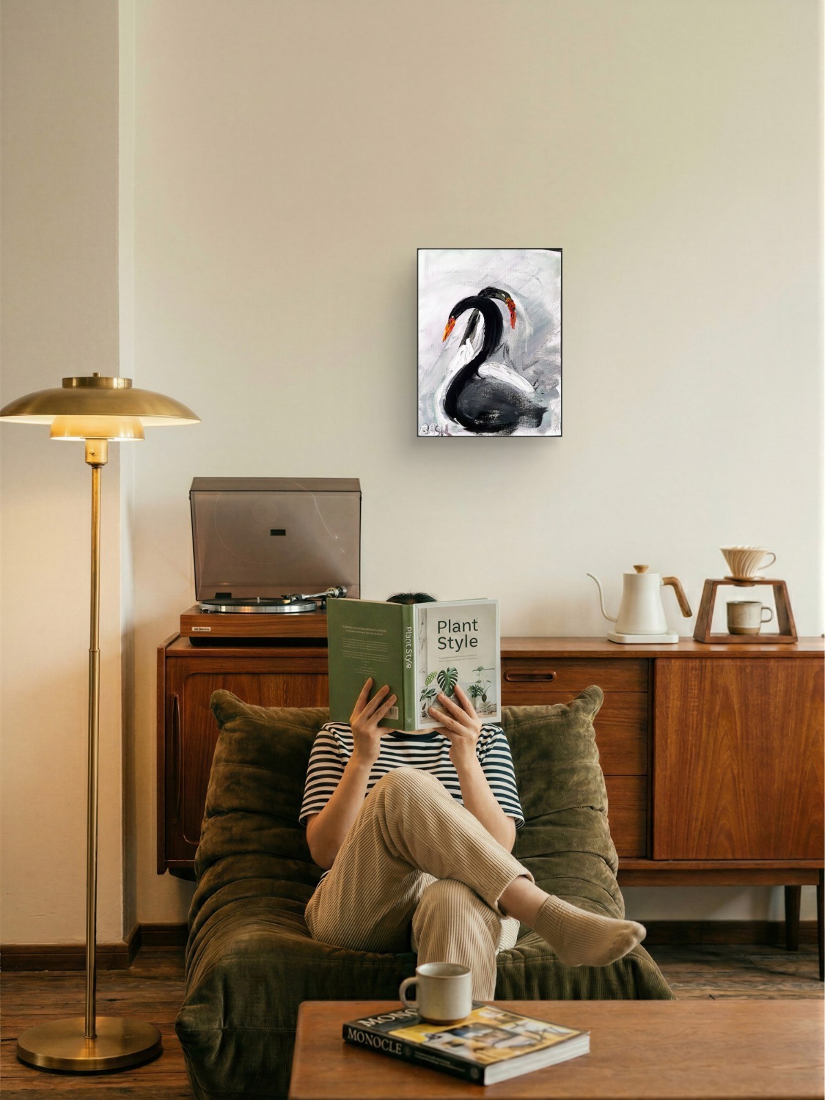 Swans Original Expressionism Acrylic Abstract Canvas