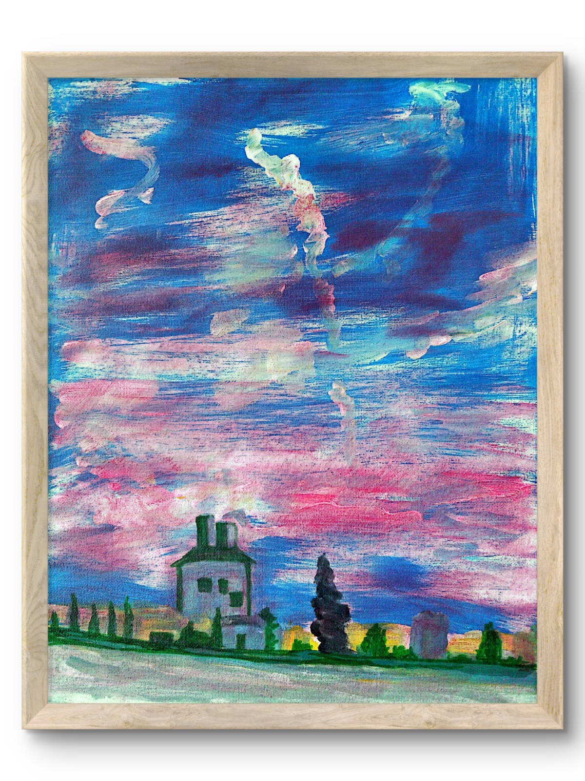 Colorful Sky Modern Original Signed Canvas Art Acrylic Home Decor 11×14 BACH