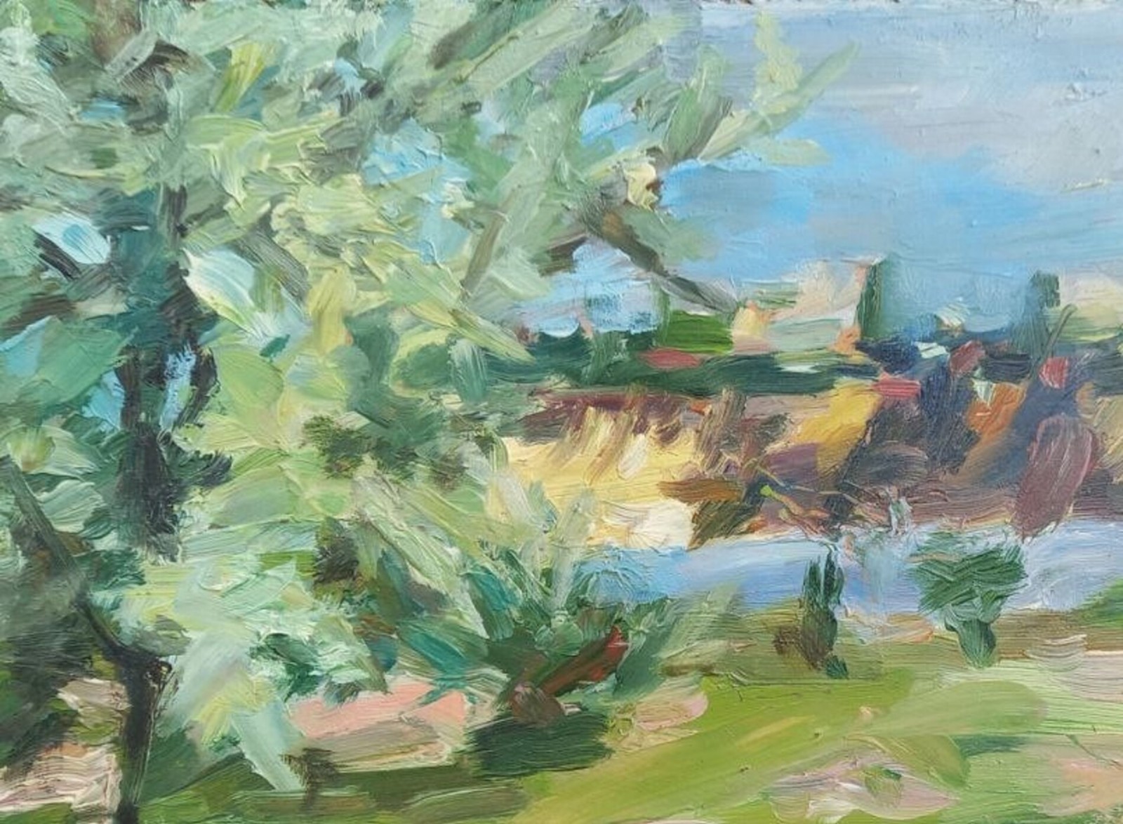 Oil painting Countryside Ukrainian painter Unframed Decor original landscape art