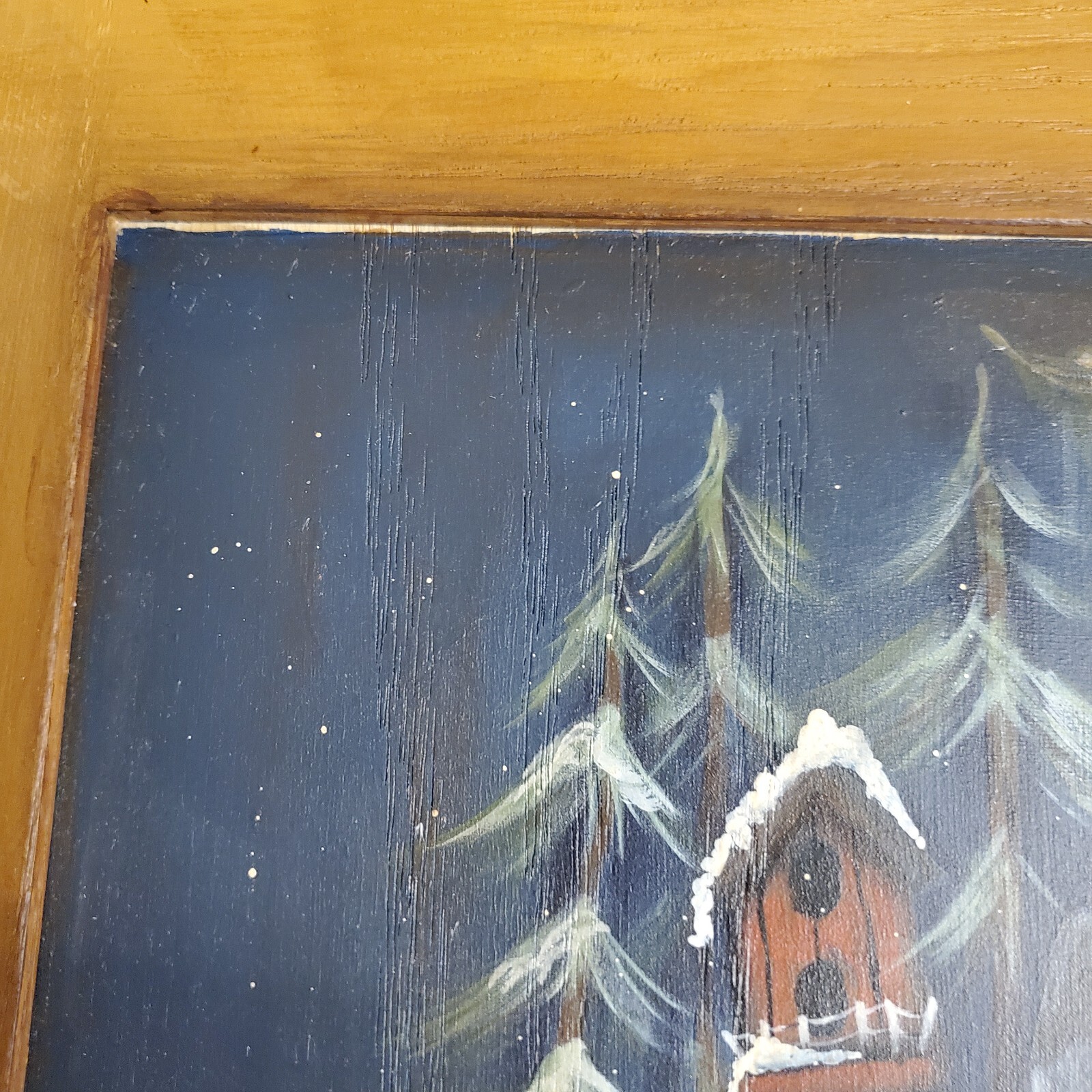 Primitive Style Handpainted Folk Art. Snowman & Dog on Wood. USA PNW
