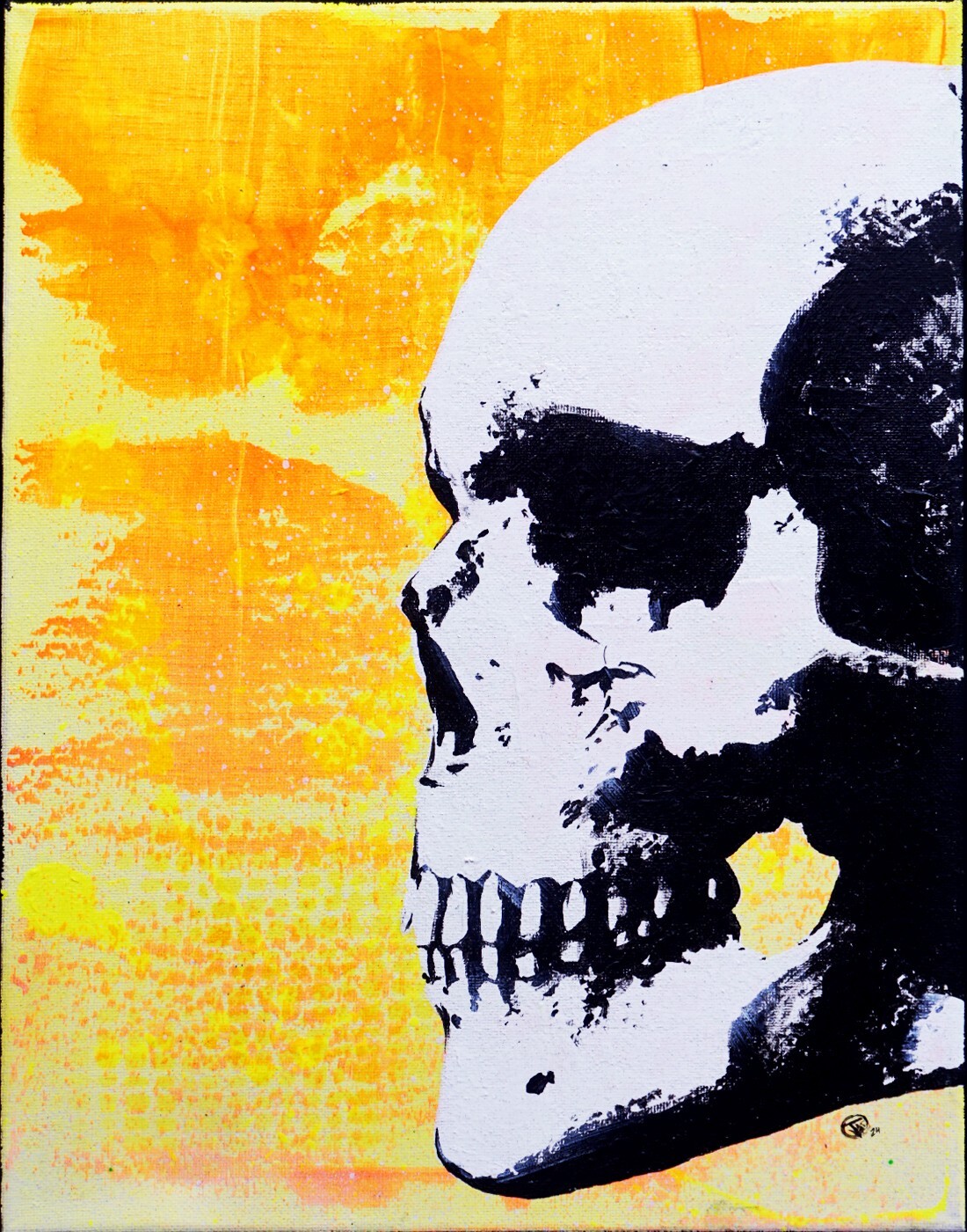 Original Skull Painting – POP ART – With UV Blacklight Bulb – 11×14 (set of 3)