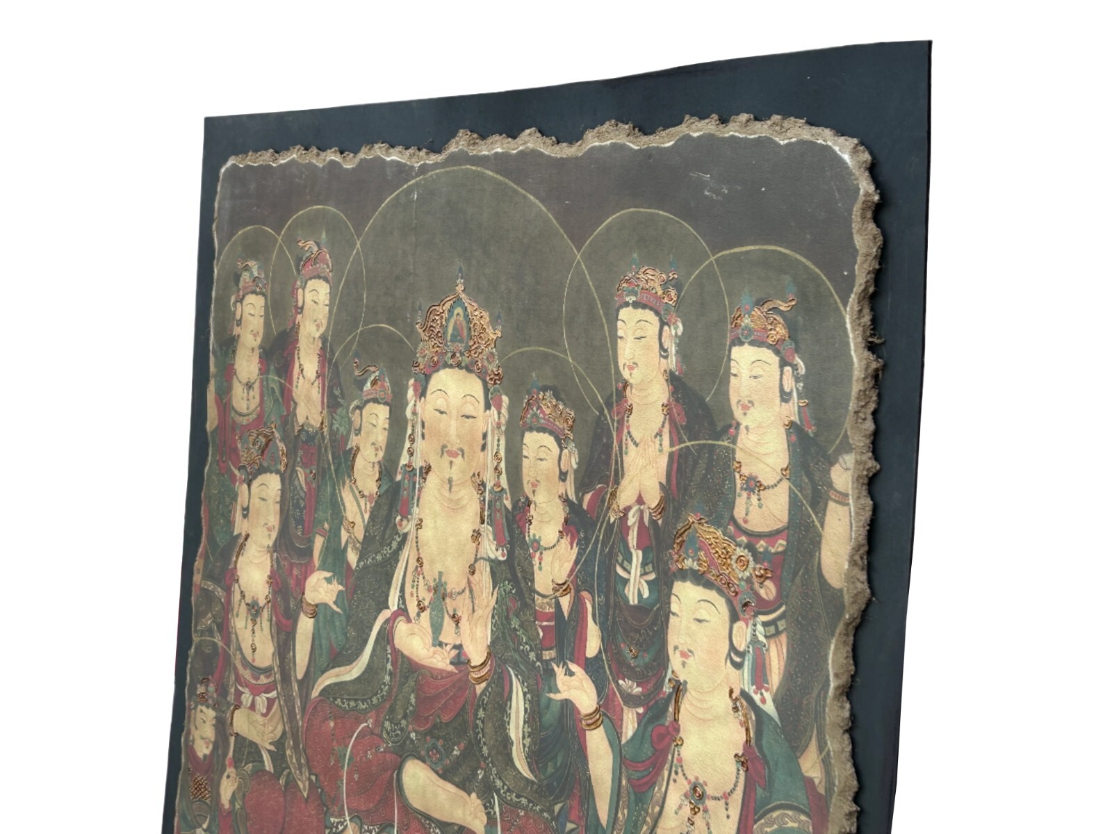 Oriental Tong Dynasty Style Bodhisattva Painting on Paper Mache Wall Art ws4515
