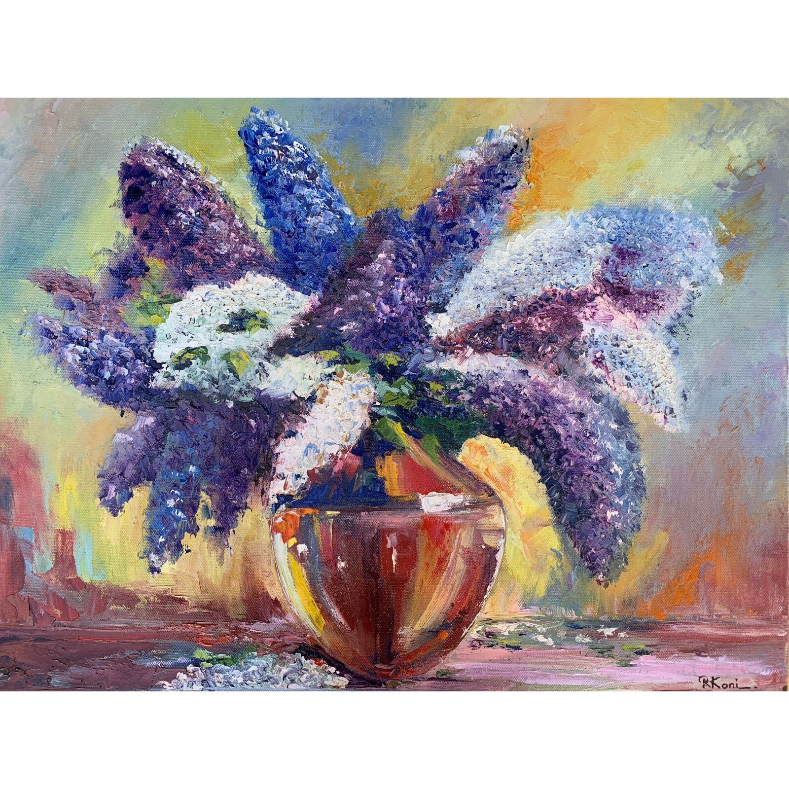 Lilac Blossom Original Oil Painting on Canvas Lilac Bouquet Flowers Art Floral