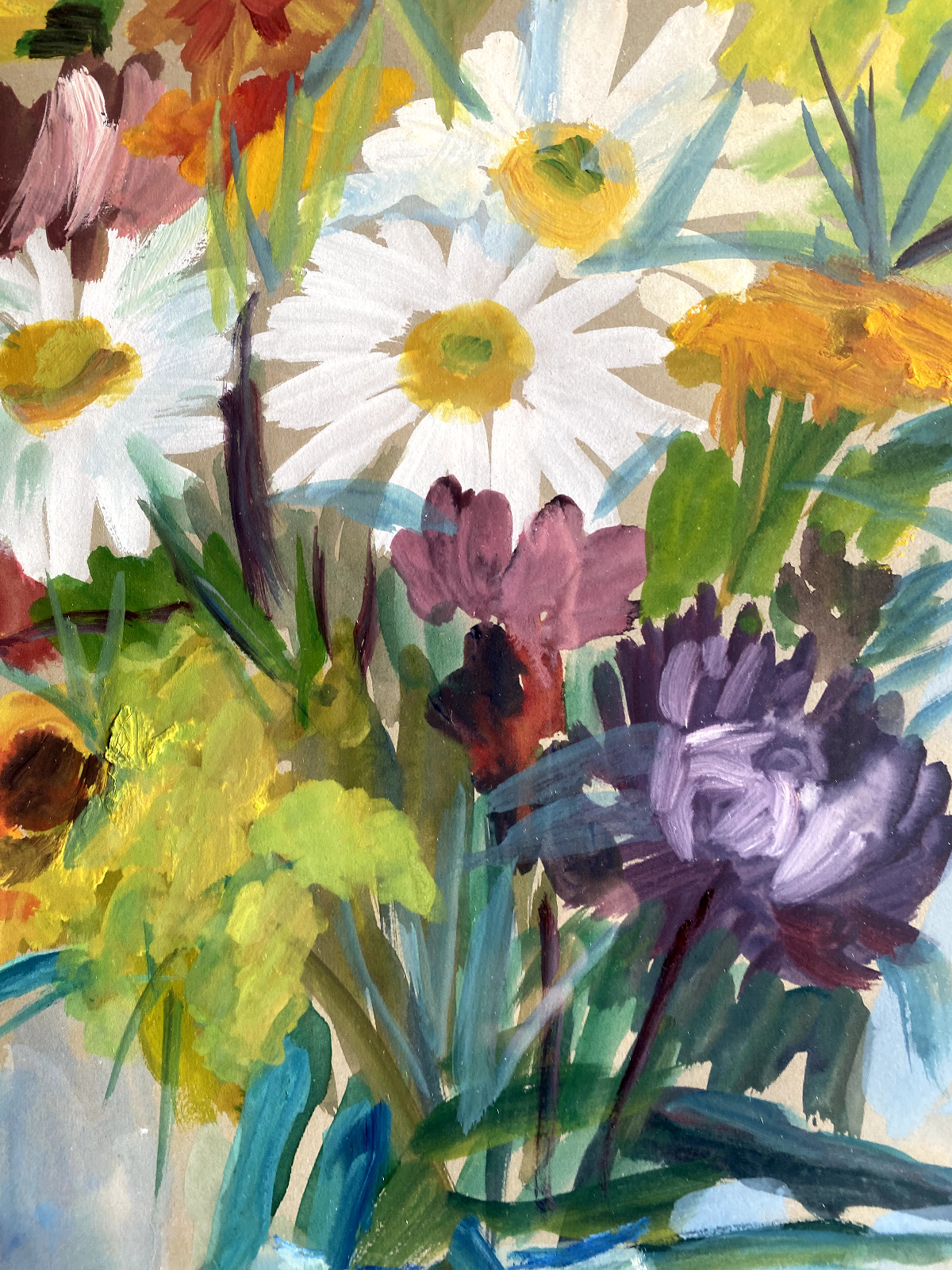 Aquarell Circa 1930 By Hammerl Signed Marguerite Spring Flowers Antique Frame