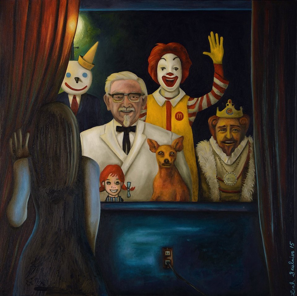 BIZARRE Humor Ronald McDonald Chihuahua DOG Burger KING Colonel SANDERS Food