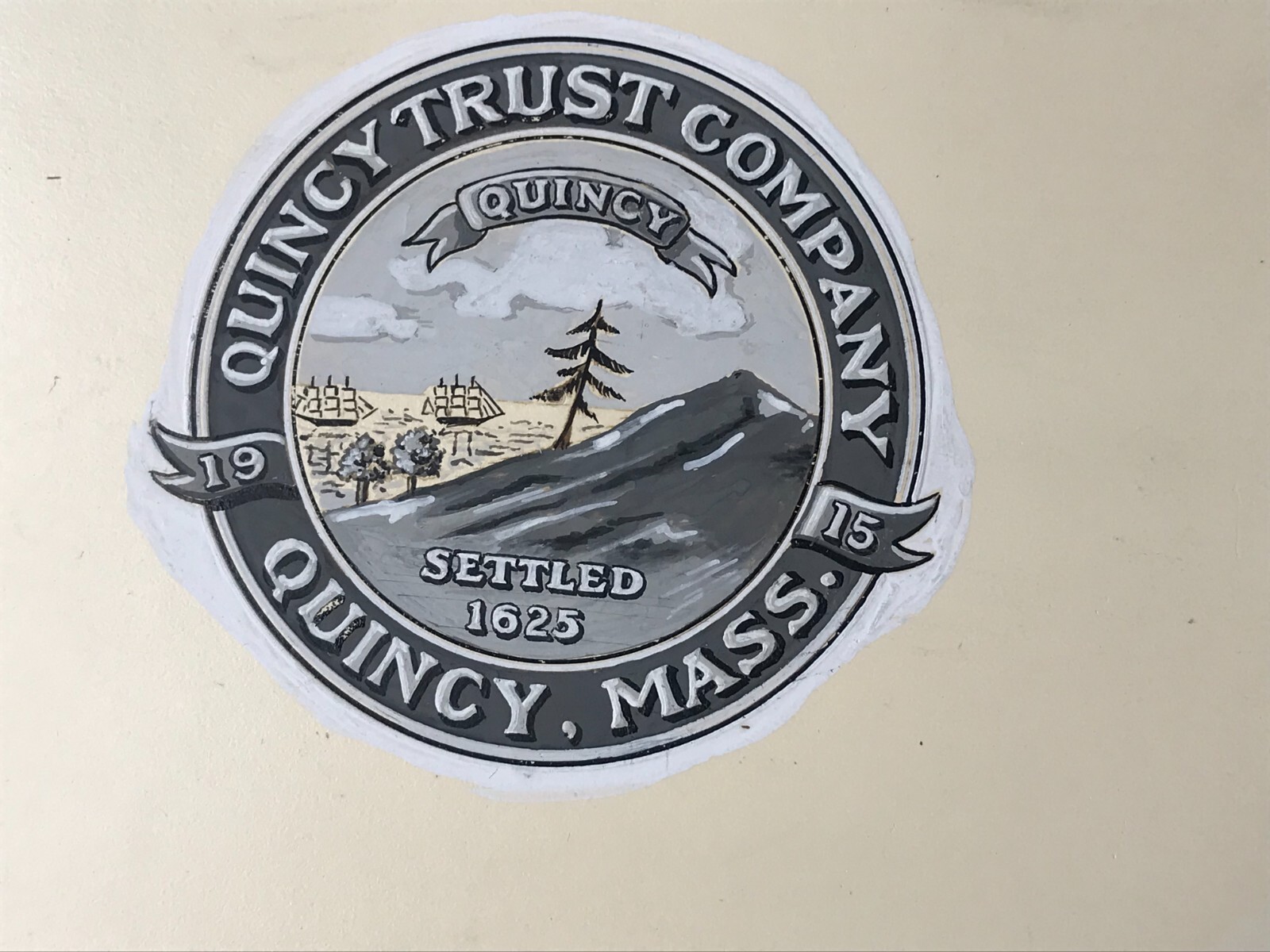 Original Antique Concept Art Rendering Quincy Trust Co Bank Massachusetts AM10