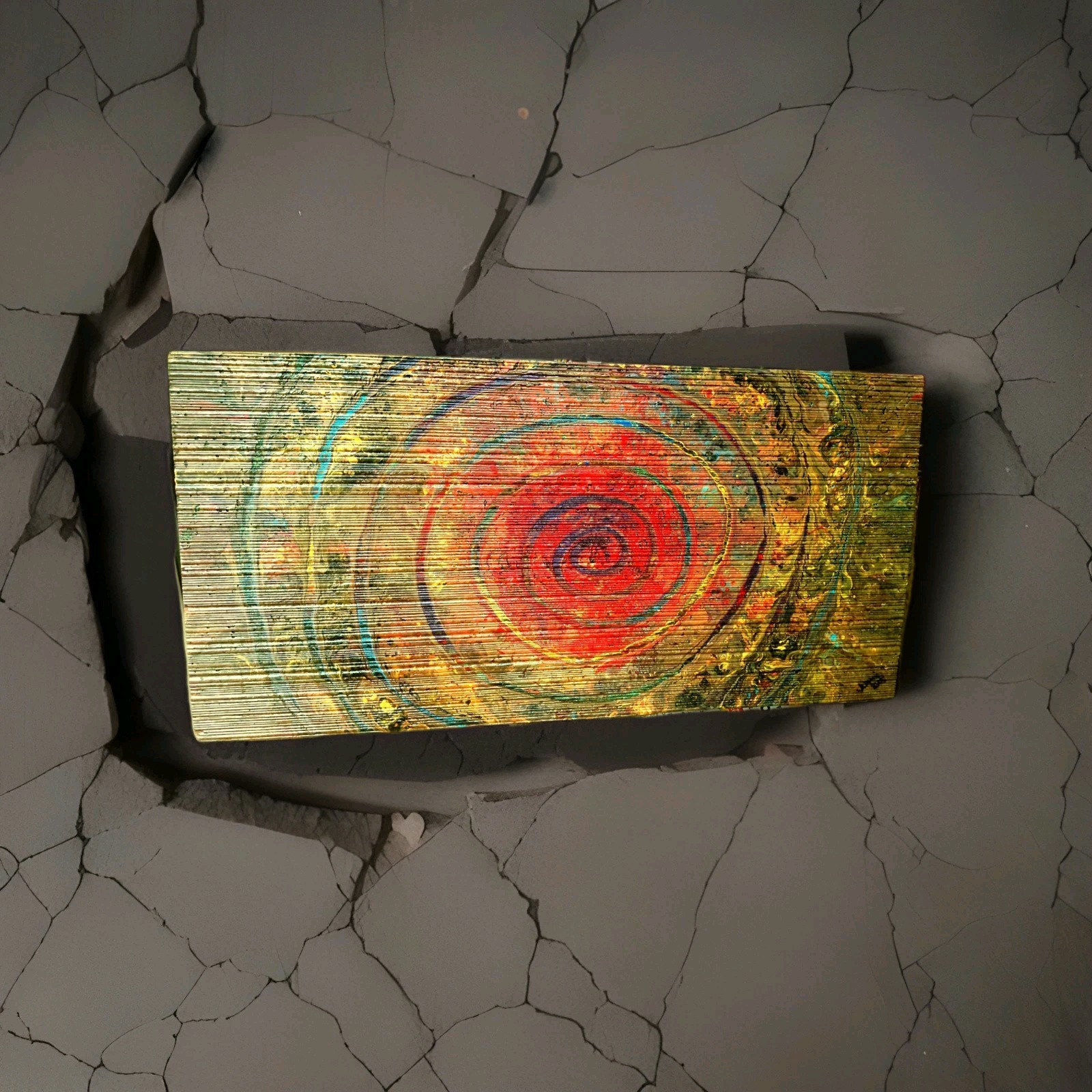 ACRYLIC POUR PAINTING ON WOOD BY JENNIE RAE (SPIRAL)