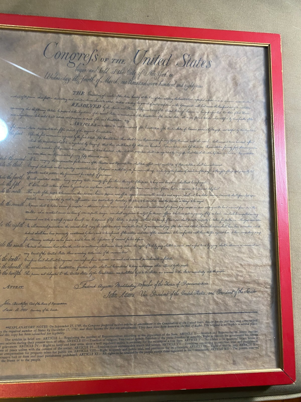 «Congress Of The United States» Print On Parchment Paper – Framed