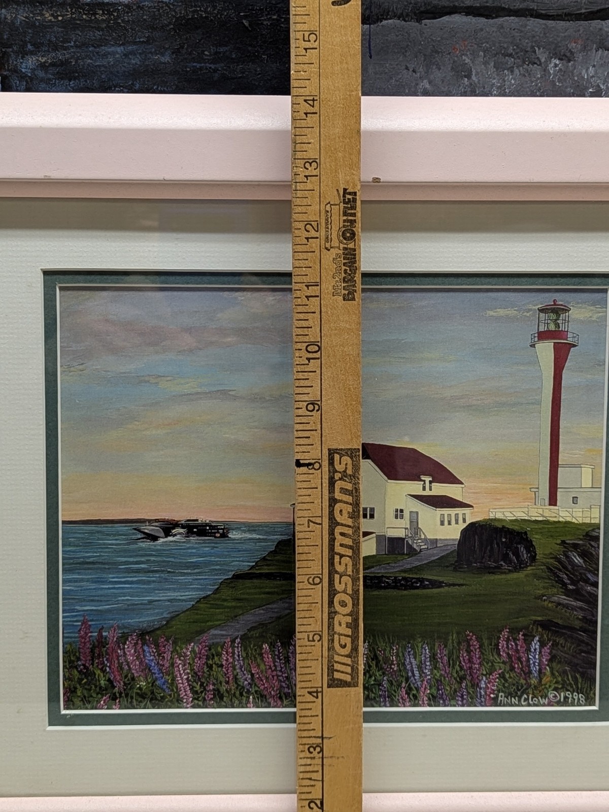 Seascape Lighthouse Acrylic Painting Reproduction 1999 Ann Clow Signed Yarmouth