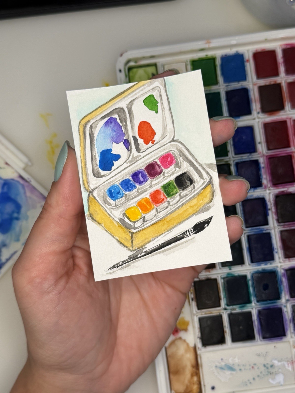ACEO Original Watercolor Painting 2.5×3.5in/ Watercolor Set/ Mini art