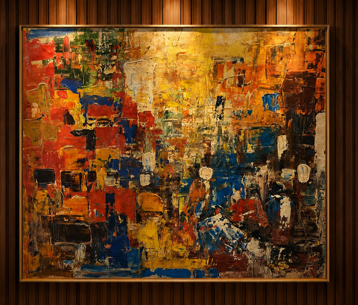 Oil on canvas painting by prominent artist Shafic Abboud (Lebanon, 1926-2004)