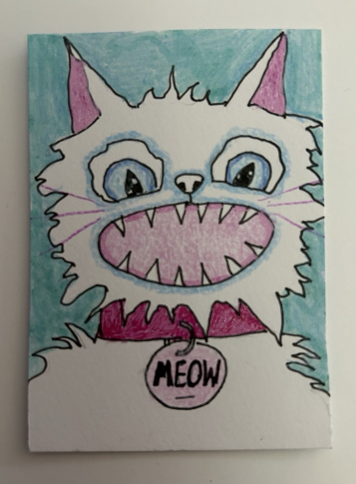 ACEO Cat Art Titled ‘Meow’ By Lyn’et