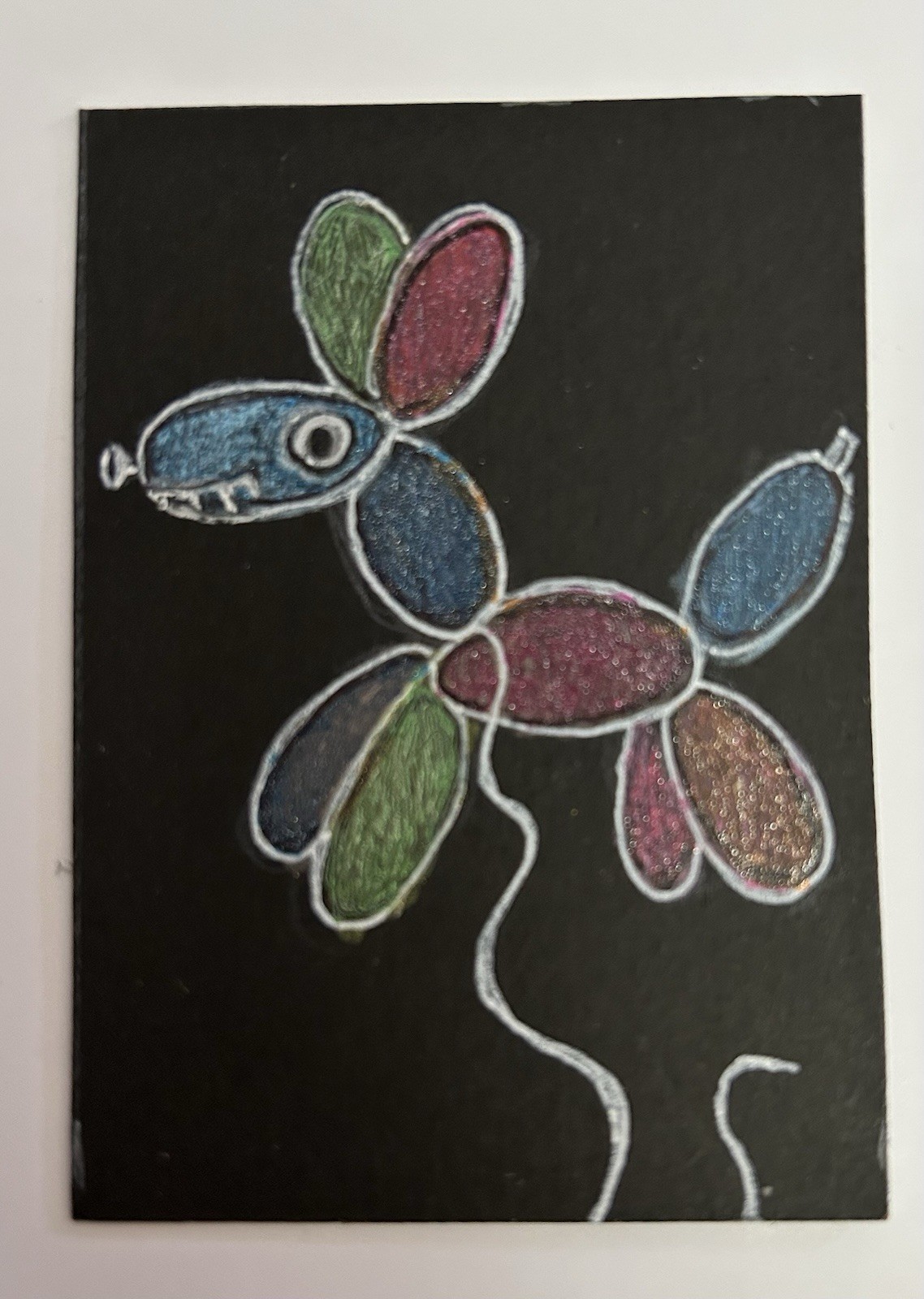 ACEO Original Miniature Art By Lyn’et Titled; ‘Balloon Dog’ “I’M FREE! 2.5X3.5”