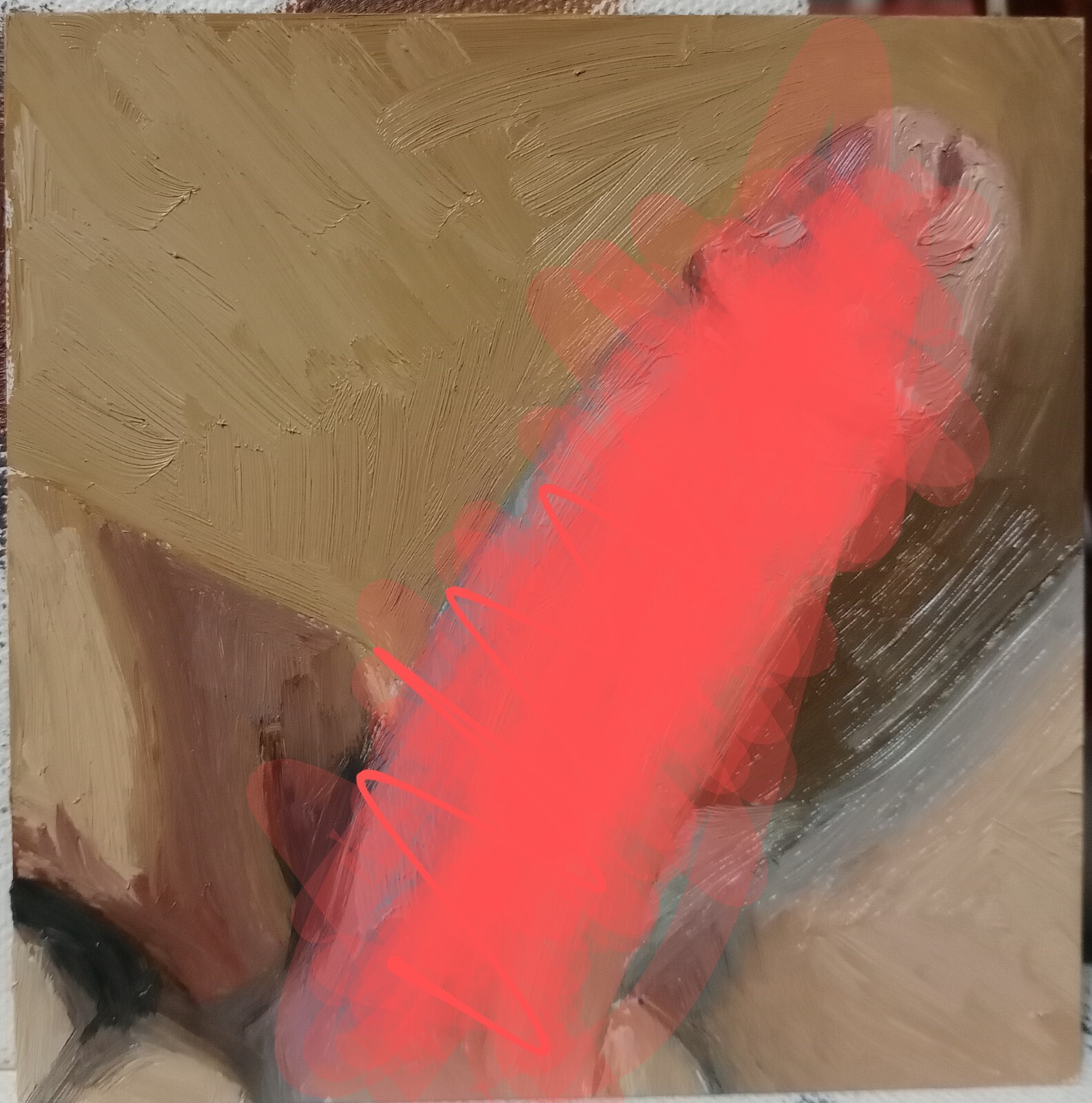 Male Nude Risque Oil Painting, 4″X4″ Signed and dated Outsider Read Desc. #2