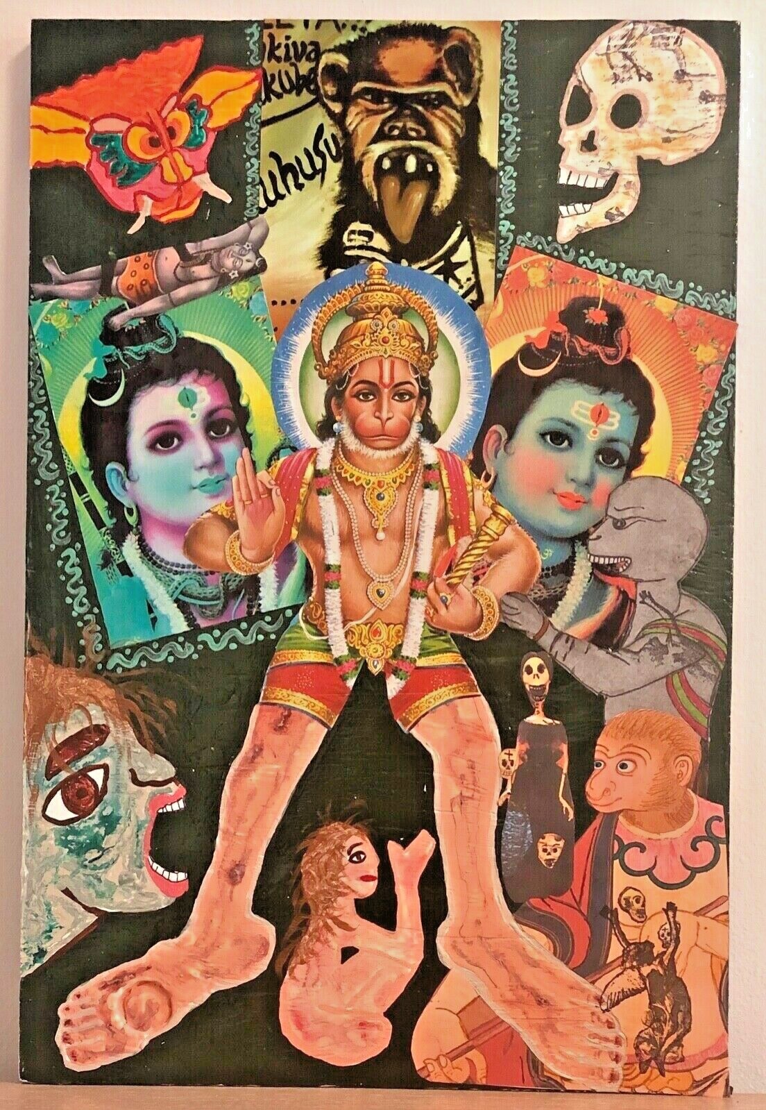 Original Outsider/Visionary/Folk Art Piece On Wood: Two Works On One – 18″x12″