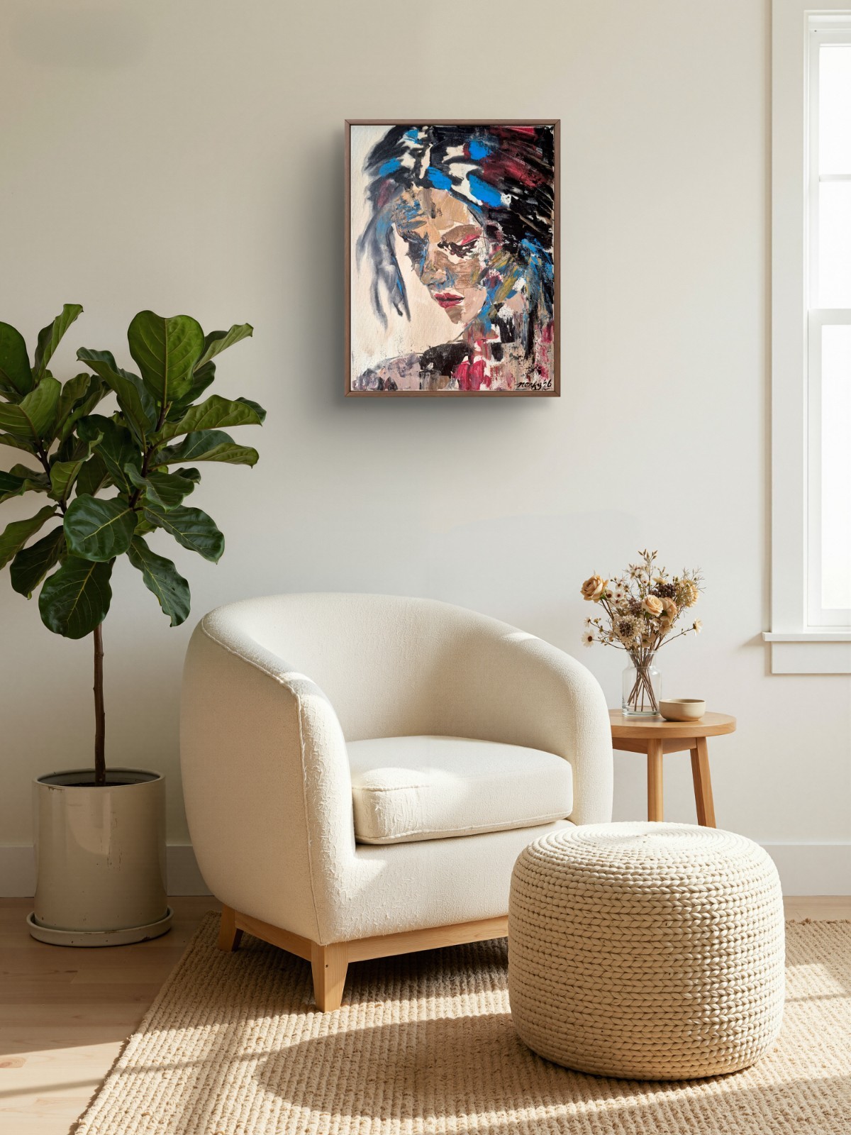 Original Contemporary Portrait 11×14 Signed Acrylic Canvas Bold Multi Color A38