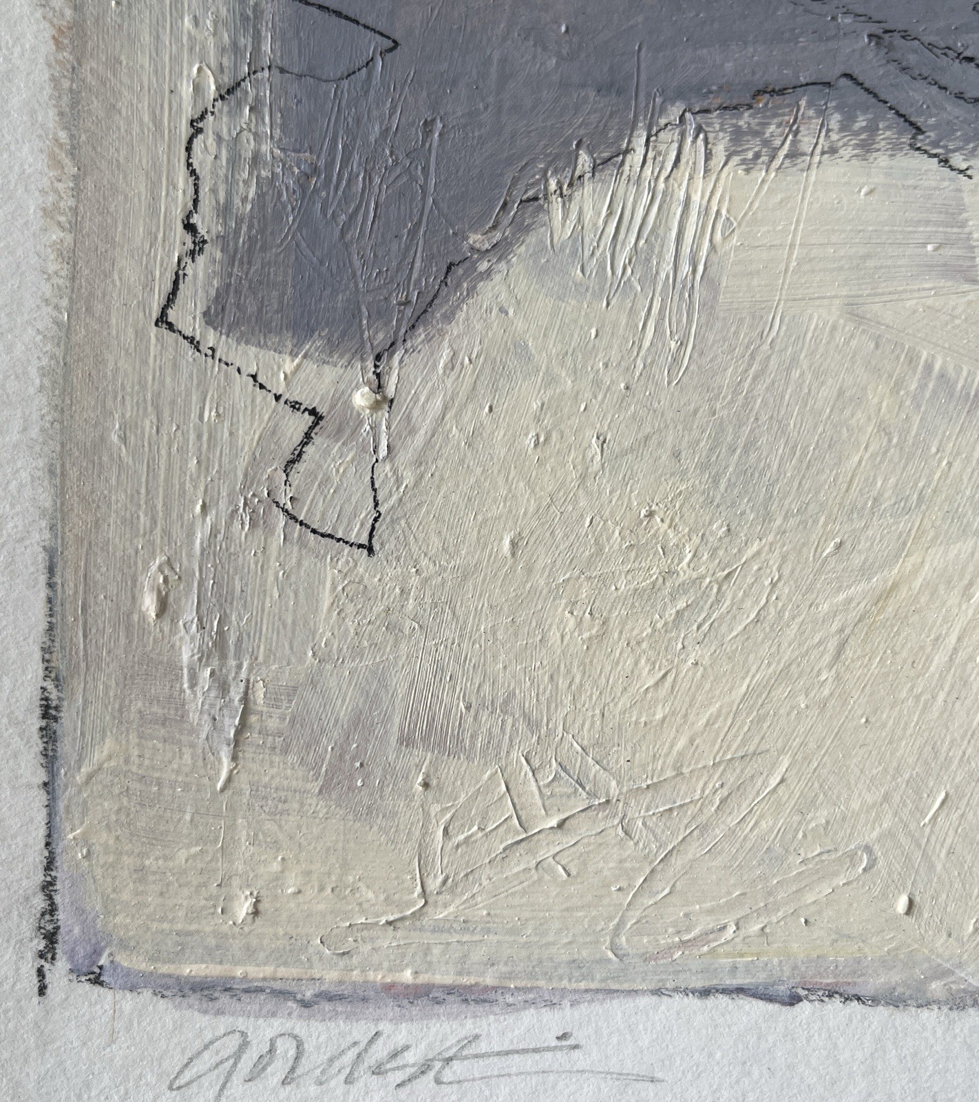 Original Painting Signed Fine Art Abstract Minimalist Acrylic and Charcoal Paper