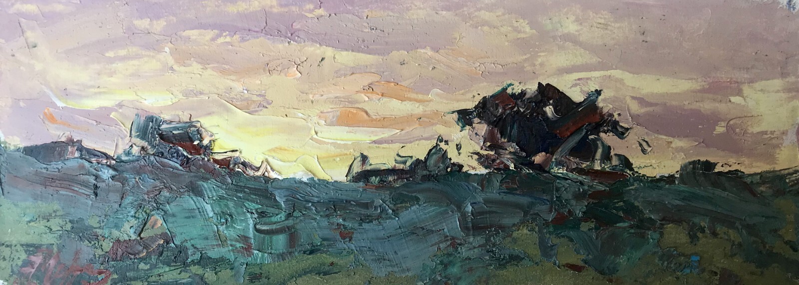 Oil Painting The Sun Is Setting Cherednichenko A. Unframed Original Art nAAA2710