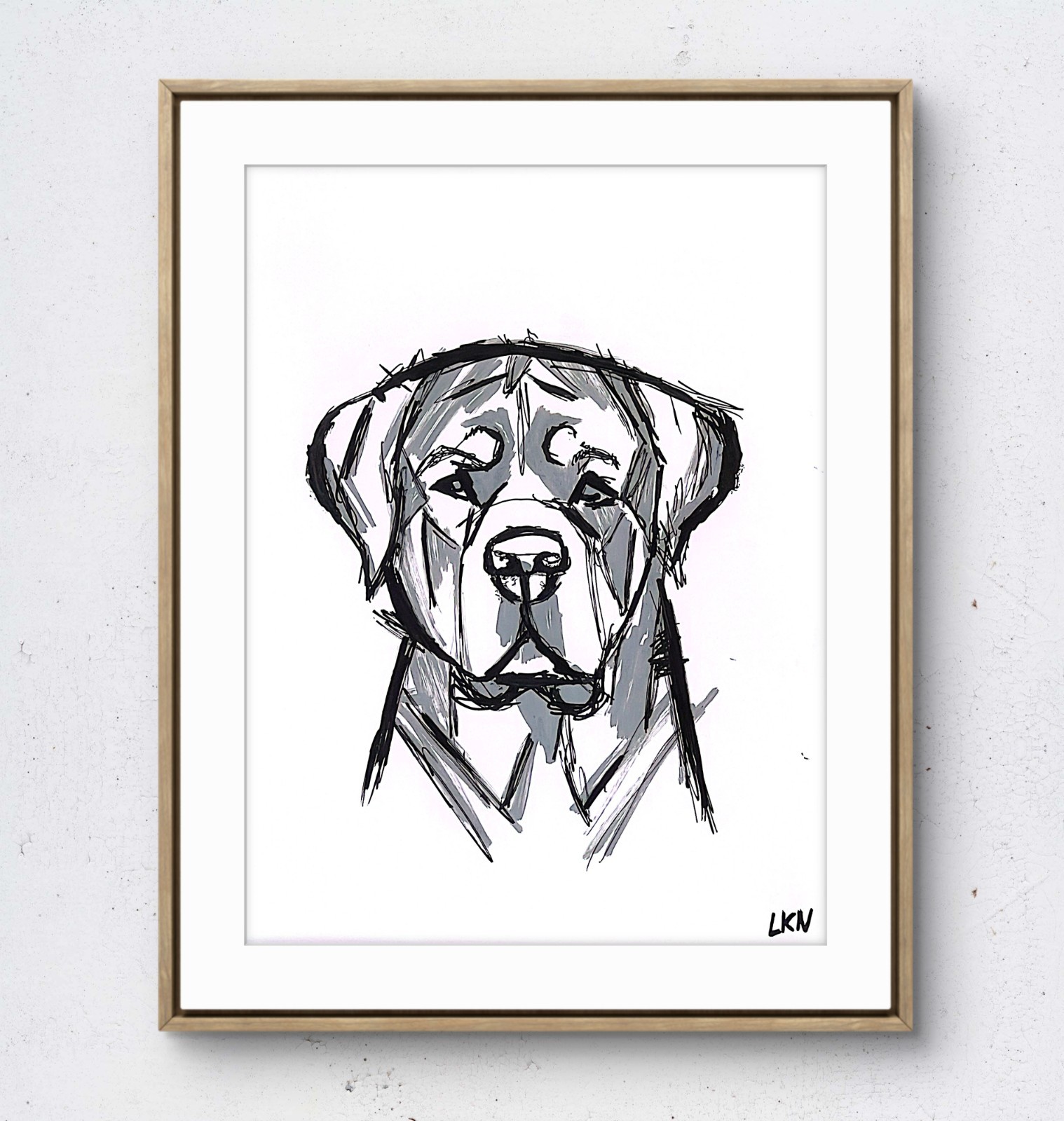 Laeknapes 12×9 Original Abstract Rottweiler Dog Paper Modern Home Painting Art