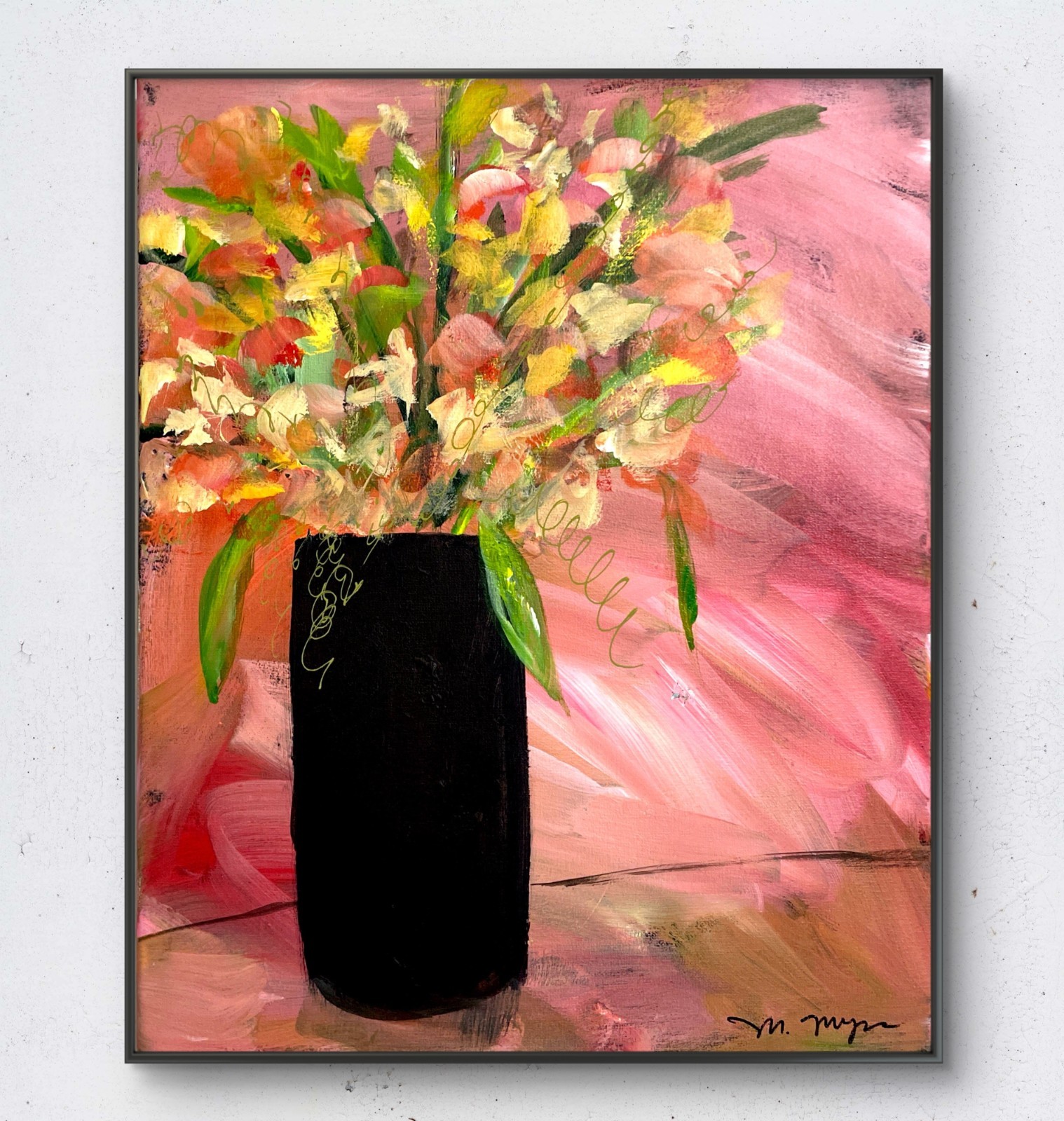 Mary Myers Original Abstract Expressionism 16×20 Floral Signed Fine Art