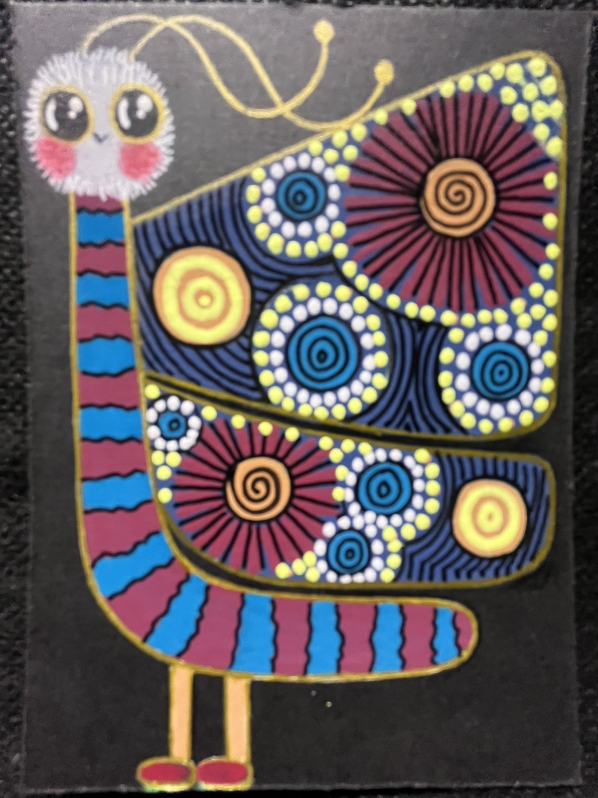 Original ACEO Art Card 2 1/2” x 3 1/2” cute moth butterfly