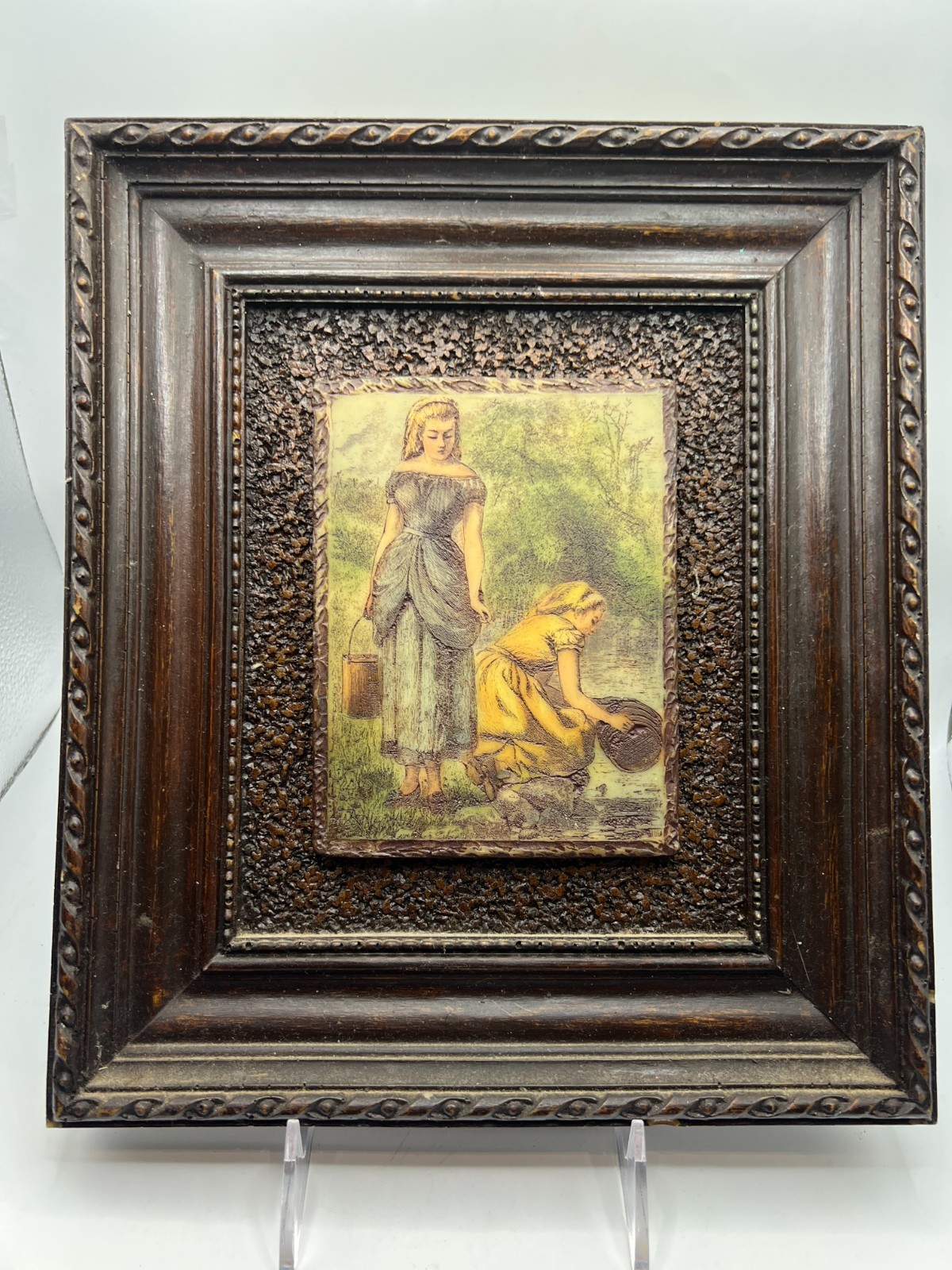 Vintage Painting Artini Engraving Hand Painted Framed 11×9 5/8″