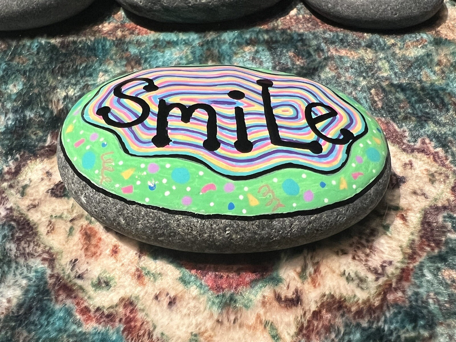 Acrylic Hand Painted Smile Rock