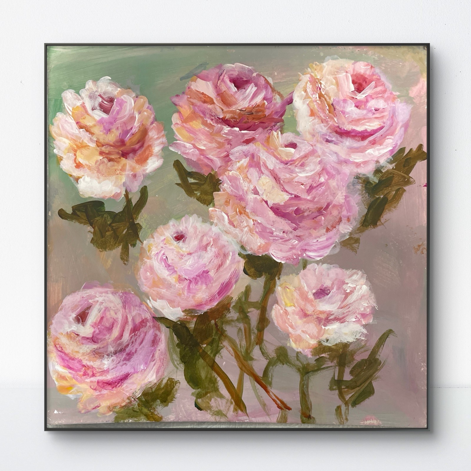 Mary Myers Original Pink Floral Painting on 12×12 140lb water color