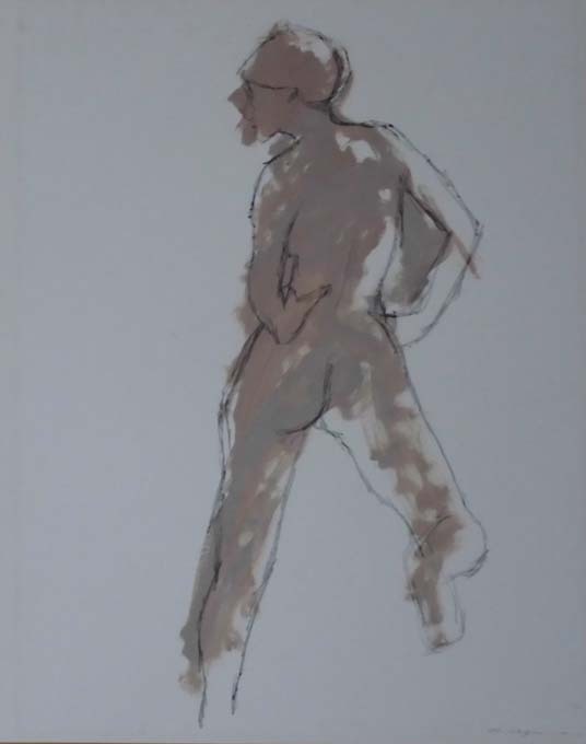 Norio Azuma «Nude Drawing» Oil & Pencil on Paper Signed