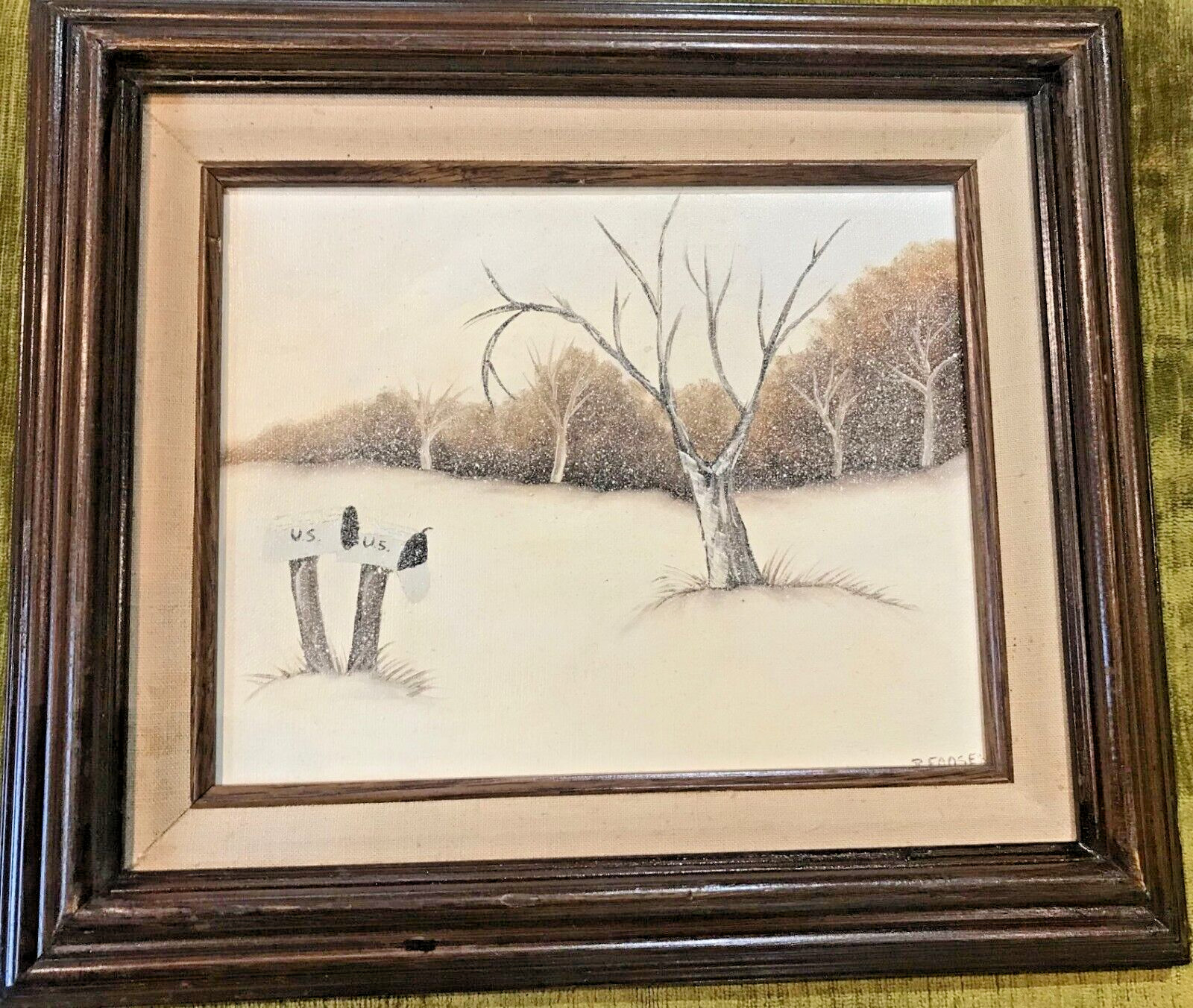 Oil on Canvas Winter in Country (P Foose) Grumbacher Frame (13X14.5″)