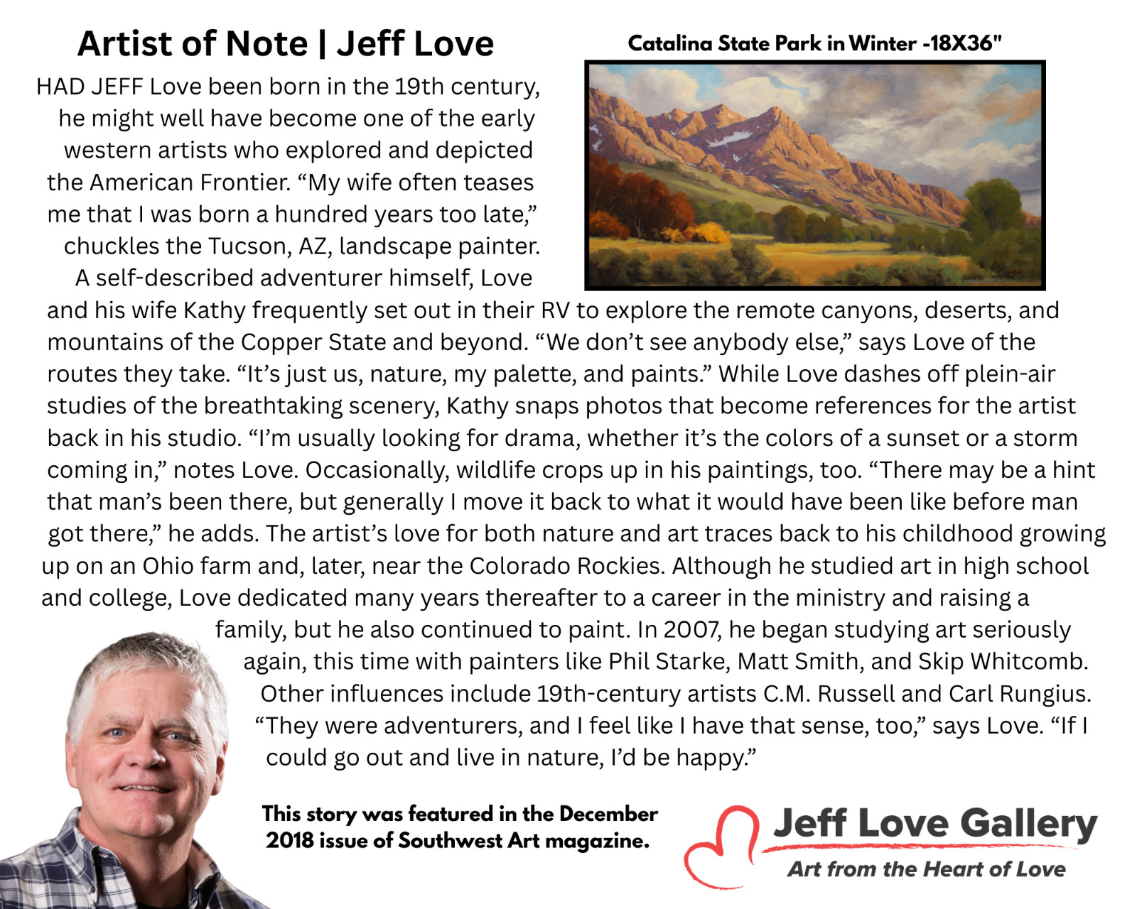 Jeff Love Art Large Original Oil Painting Arizona Catalina State Park Oro Valley