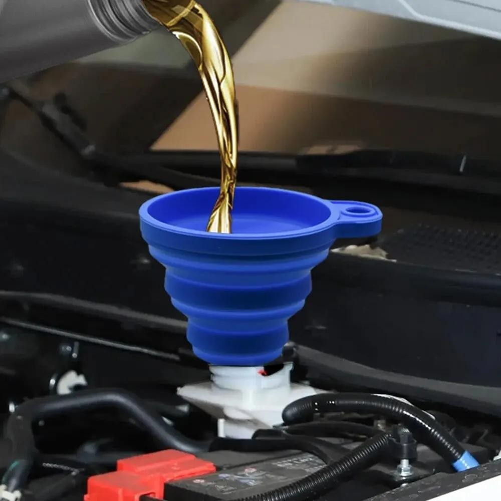 Foldable Silicone Car Funnel for Oil, Coolant, Washer Fluid | Universal Fit