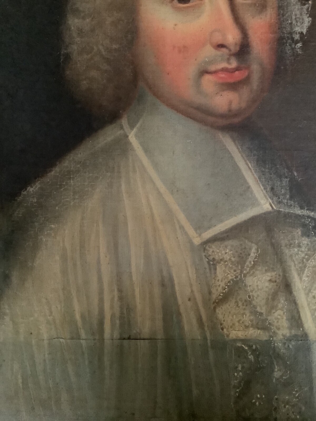 18th Century – French Realist Oil Canvas – Portrait of a Canon Religion