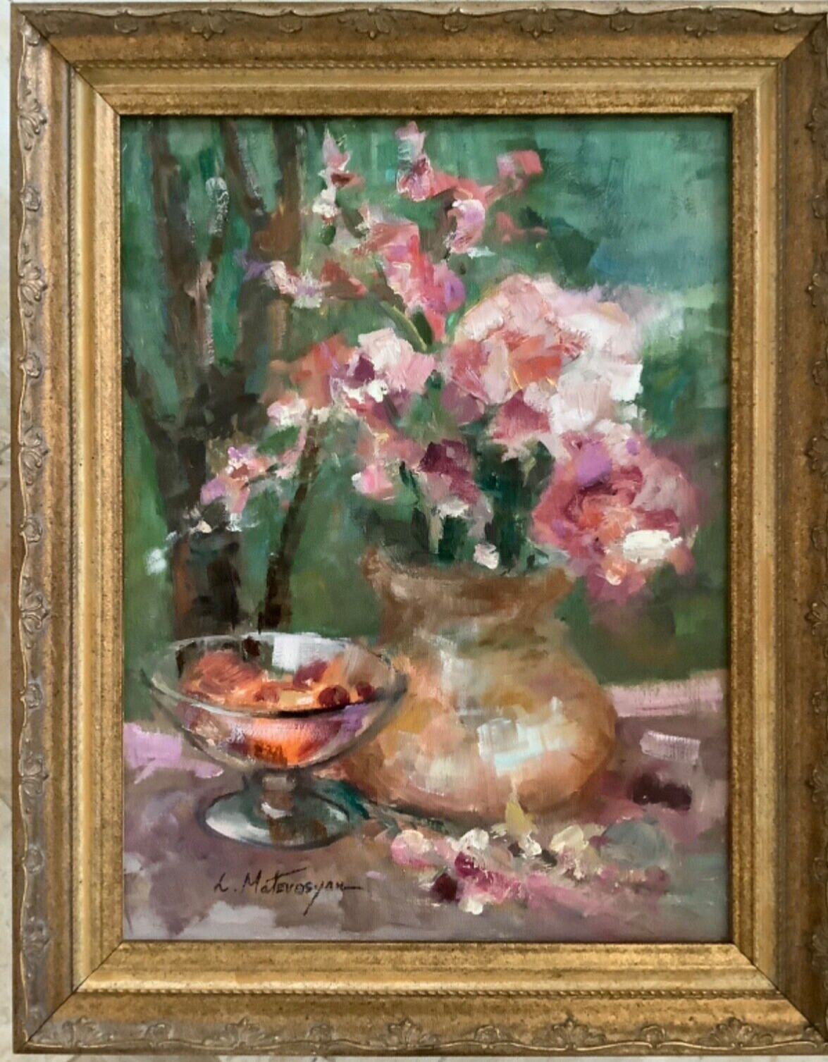 Original Framed Impressionism Oil Art Floral Still Life Signed
