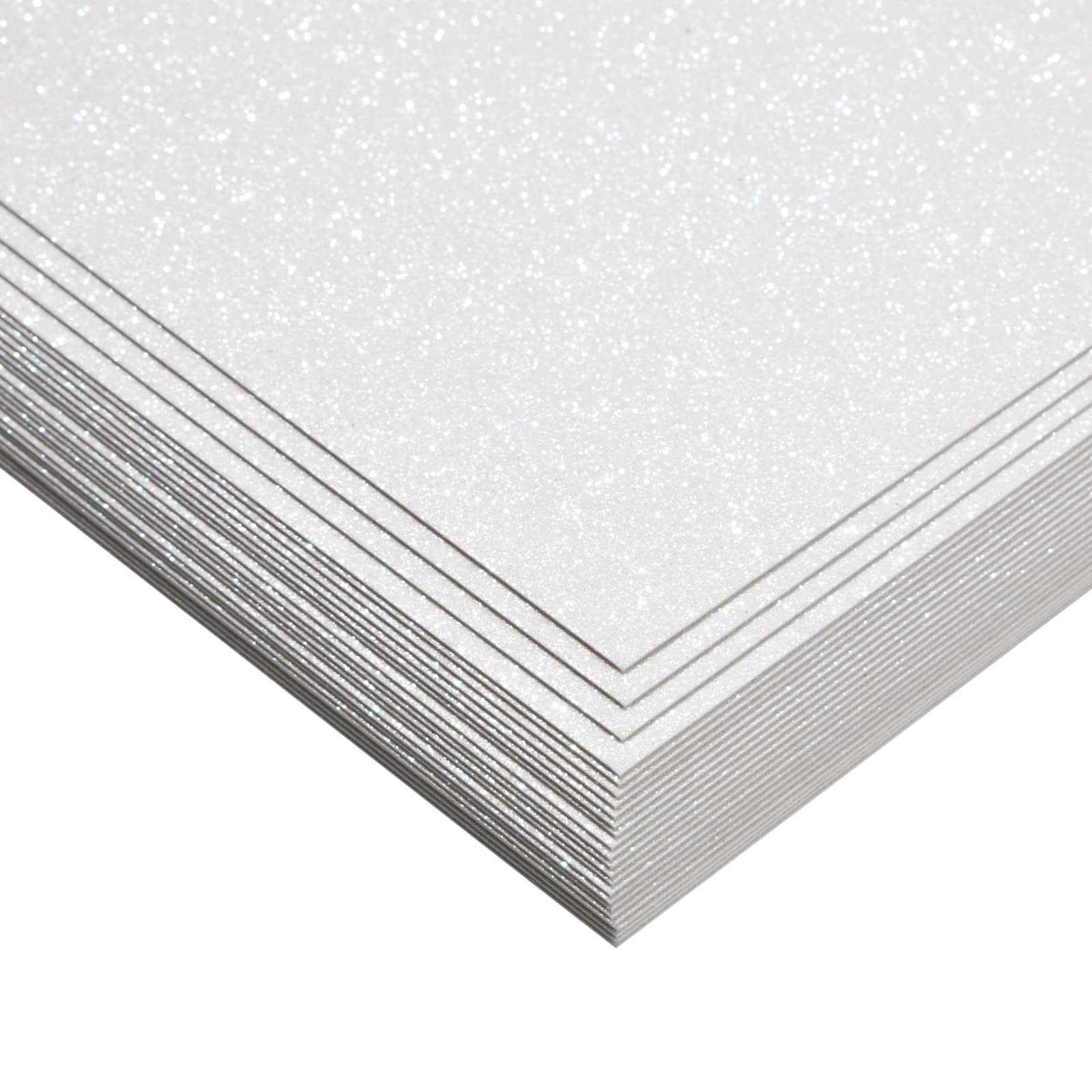 24 Sheets White Glitter Cardboard Paper, 21.6 x 27.9 Inches, for Scrapbooking, DIY Pro…