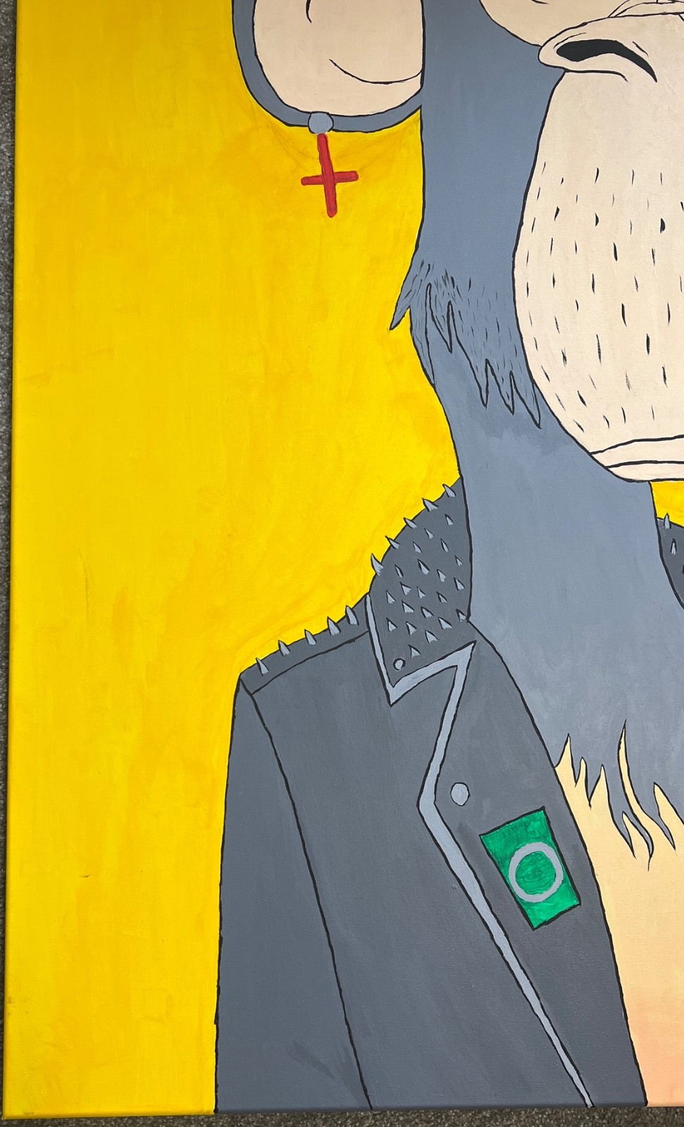 Original Street Pop Art Painting Monkey Punk 36×48 Canvas Signed TIMO 2022 Large