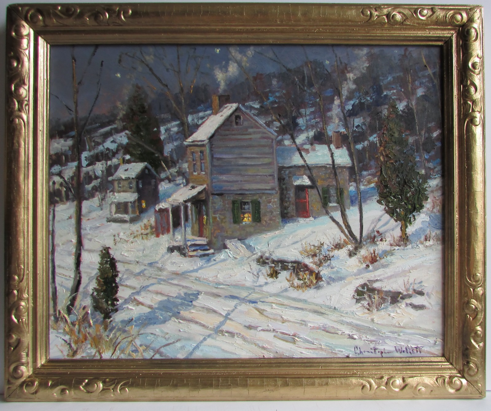 Christopher Willet Bucks County PA Impressionist snow scene Buckingham