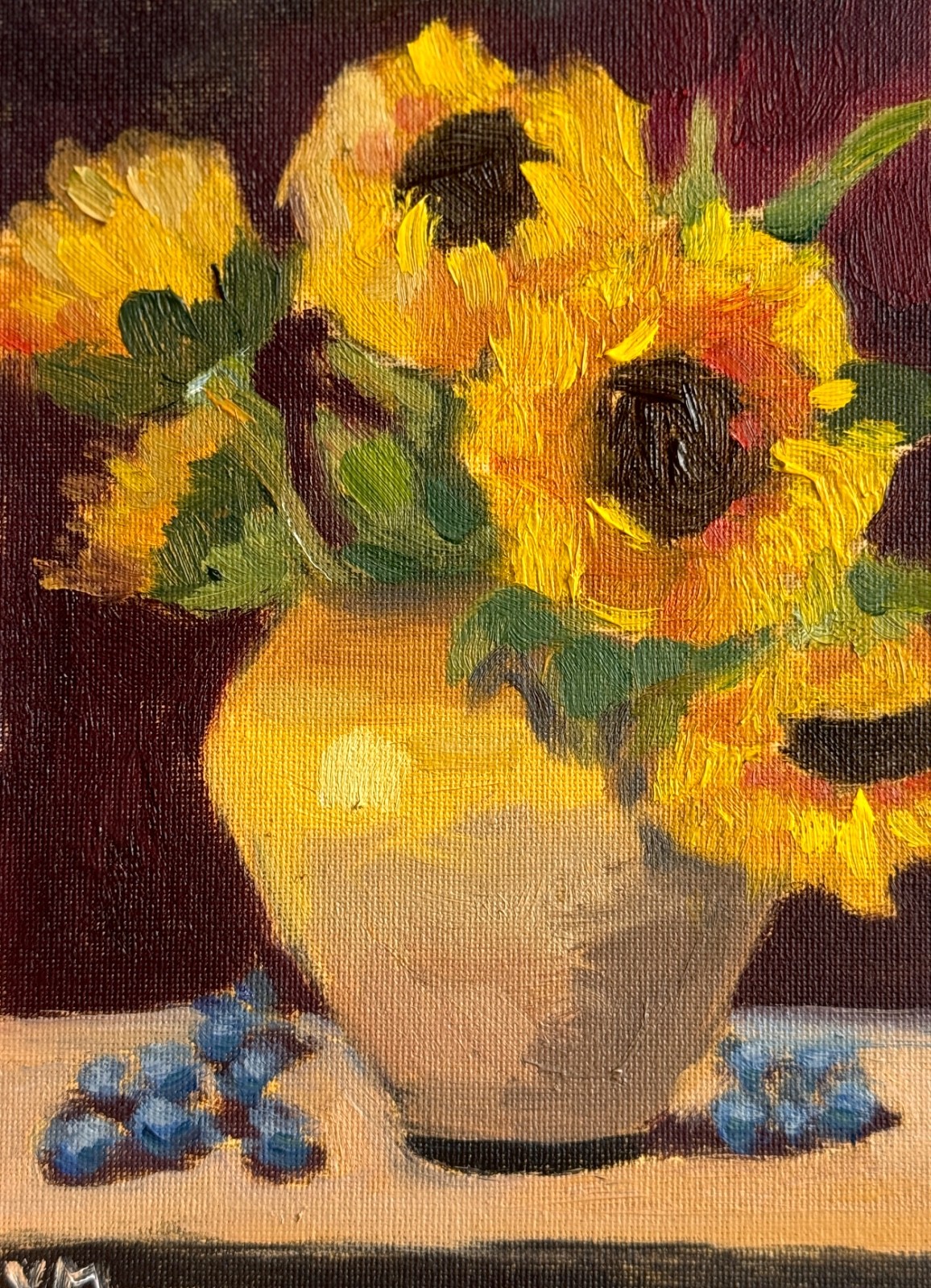 Sunflowers Painting Original Oil Flowers Still Life Floral Canvas Wall Art
