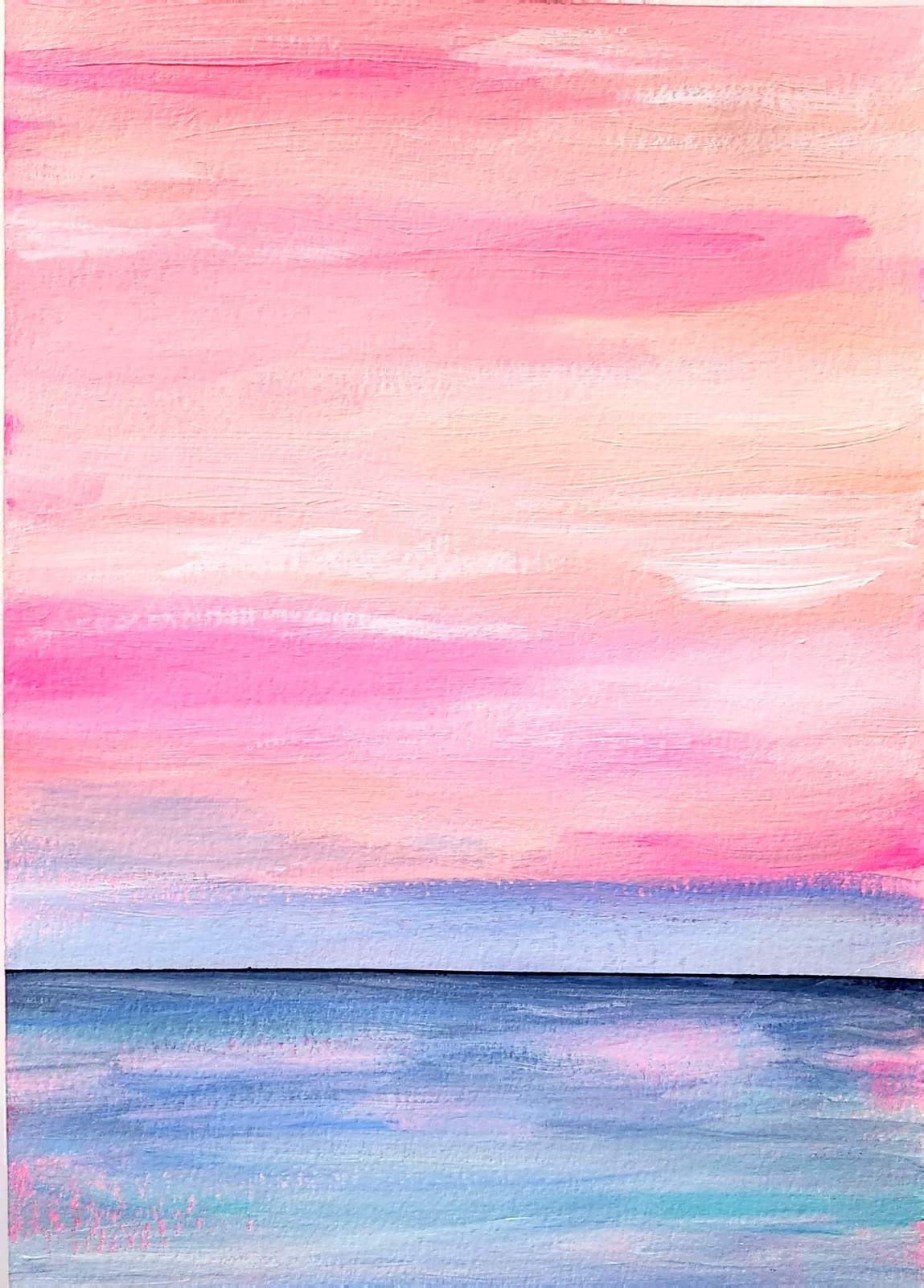 Abstract Ocean Sunset Expressionism Painting 9×12 Original Signed Paper