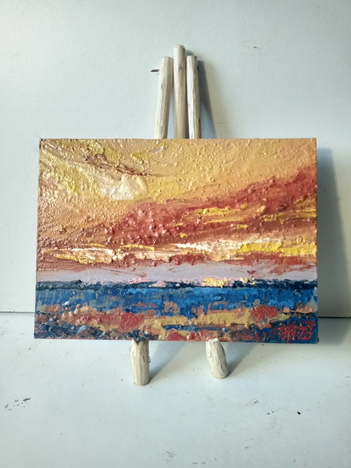 Sea Impasto Painting Original Art Impression Oil Painting 7 x 5 in