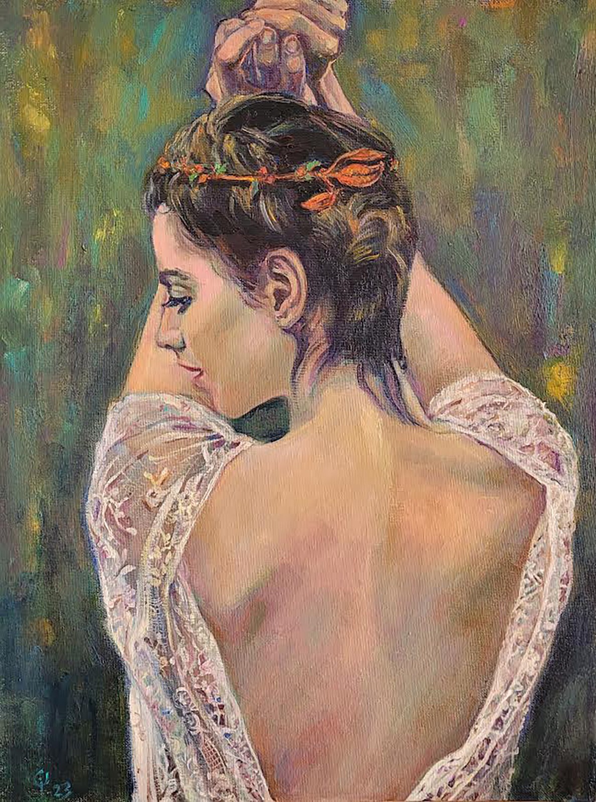 Lift, Original Oil painting, Woman,Contemporary, Size 14″x18″,2023,US
