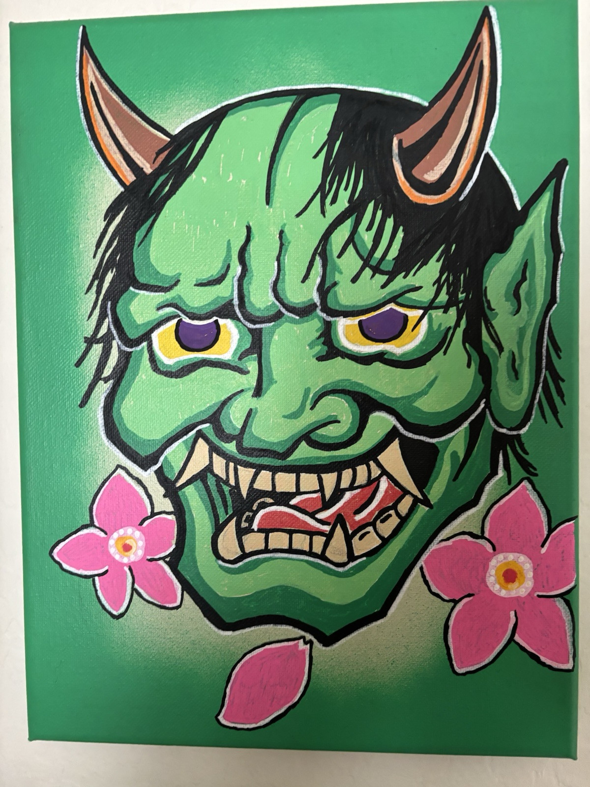 Tattoo Wall Art – DBJL – Hannya – 11 X 18- Canvas Japan Myth Legends Shogun