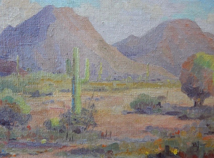 Pics Don’t Do Justice / Antique Plein Air Desert Landscape / 9.25×11.25”/ Framed